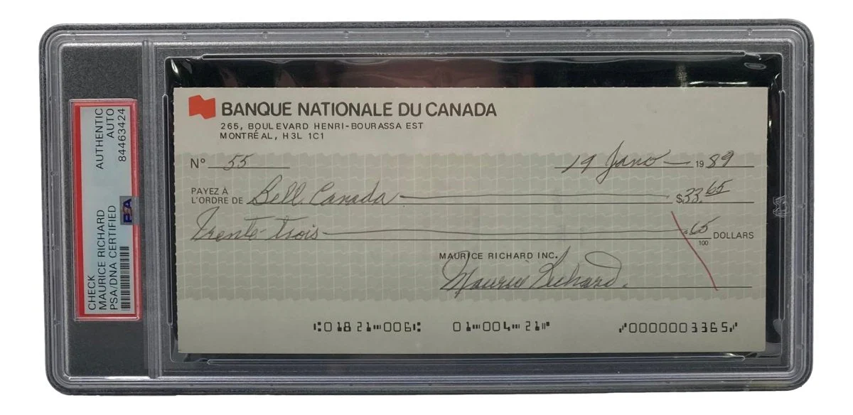 Maurice Richard Signed Montreal Canadiens Bank Check #55 PSA/DNA - Image 3