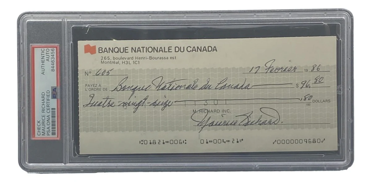 Maurice Richard Signed Montreal Canadiens Bank Check #605 PSA/DNA - Image 3