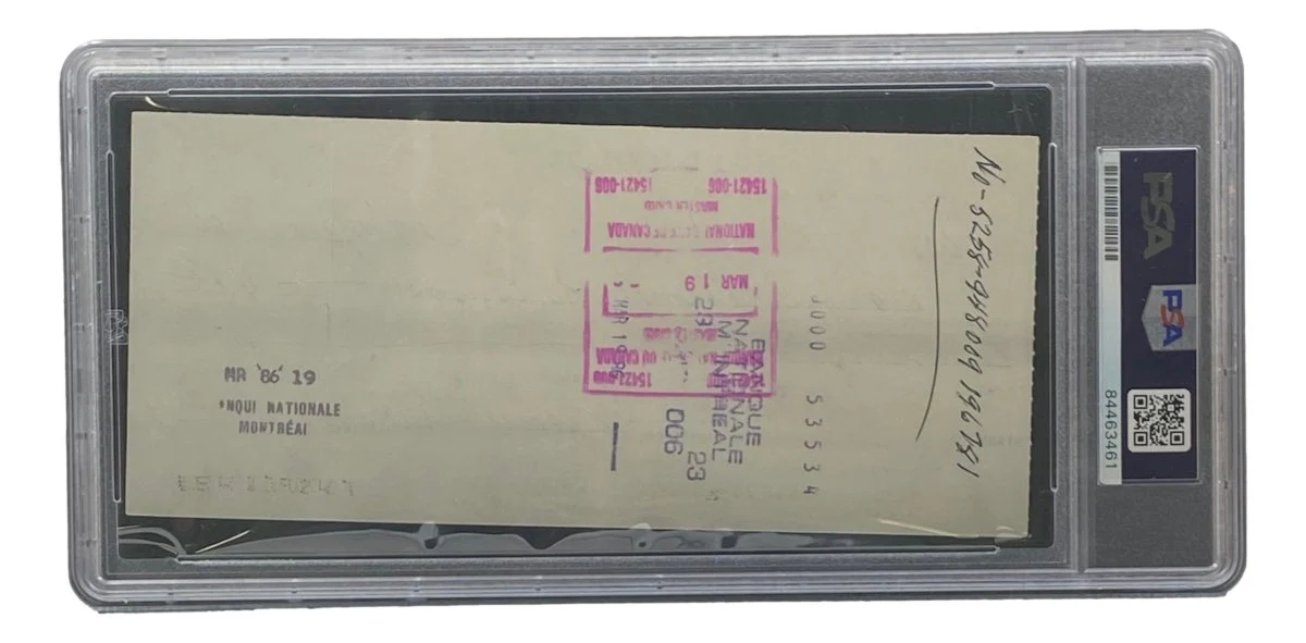 Maurice Richard Signed Montreal Canadiens Bank Check #607 PSA/DNA - Image 2