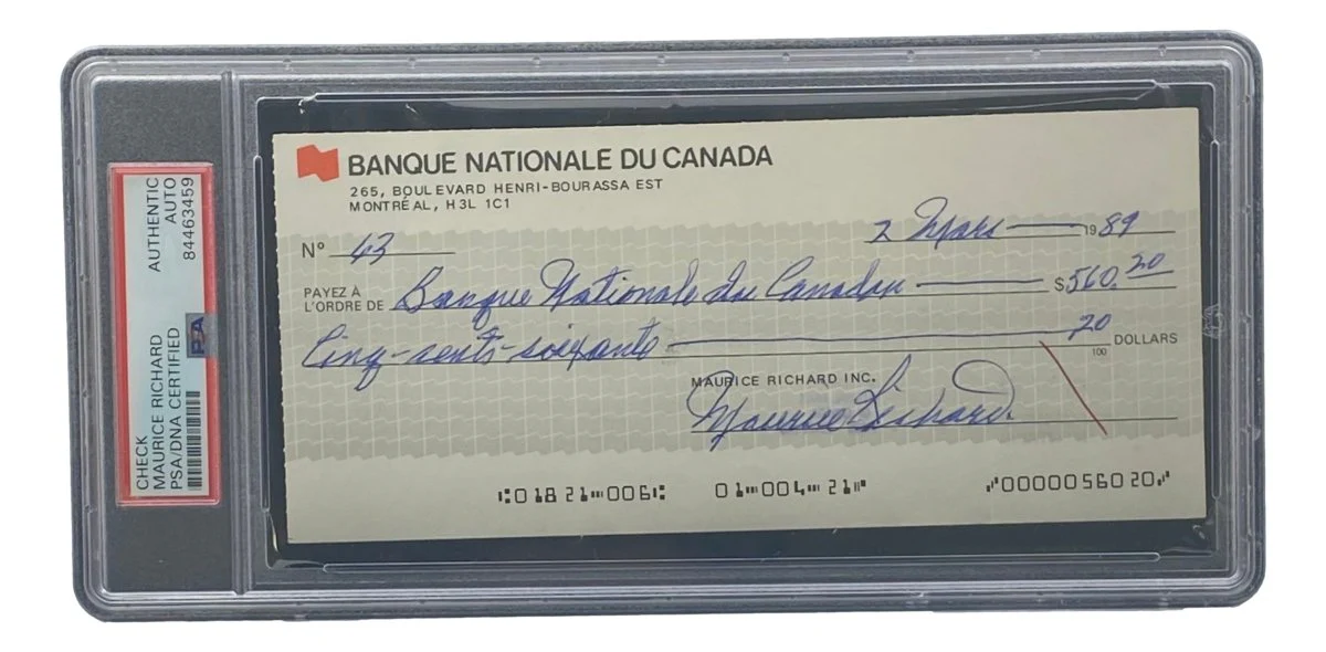 Maurice Richard Signed Montreal Canadiens Bank Check #63 PSA/DNA