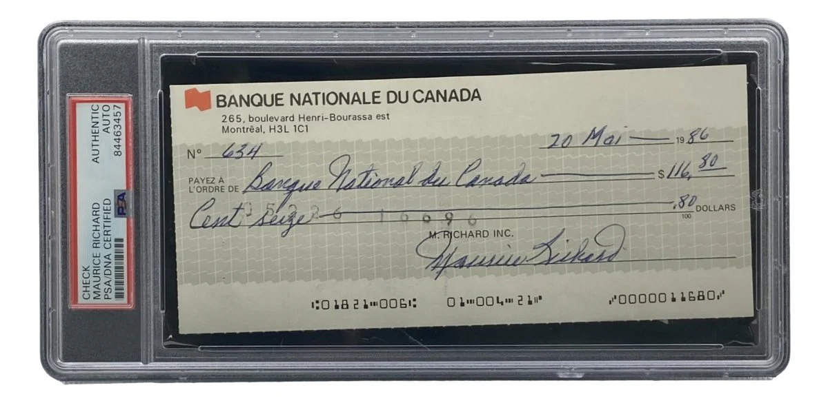 Maurice Richard Signed Montreal Canadiens Bank Check #634 PSA/DNA