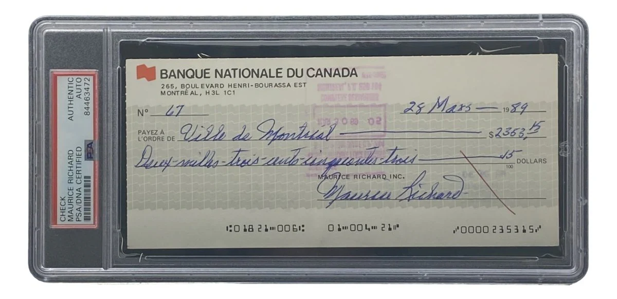 Maurice Richard Signed Montreal Canadiens Bank Check #67 PSA/DNA - Image 3