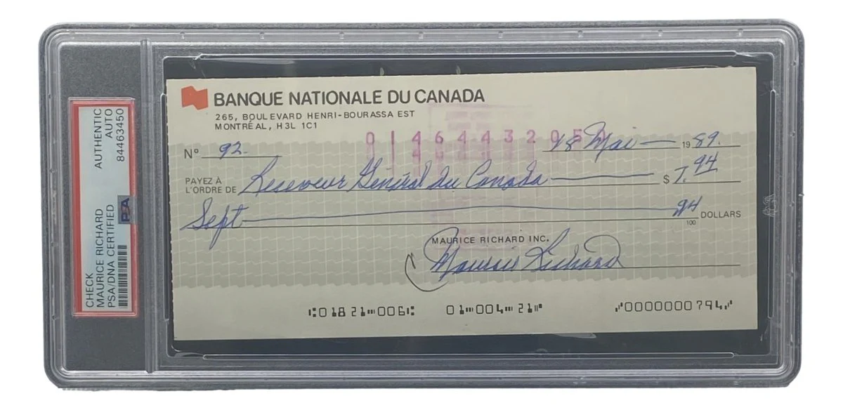 Maurice Richard Signed Montreal Canadiens Bank Check #92 PSA/DNA