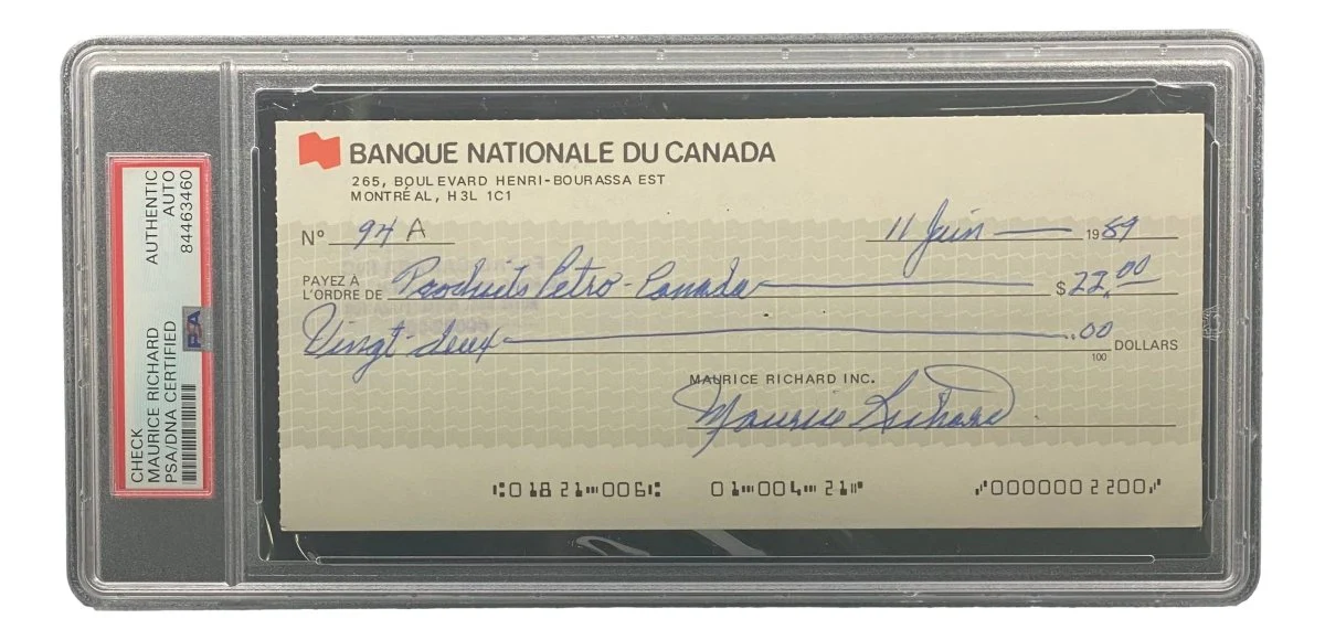 Maurice Richard Signed Montreal Canadiens Bank Check #94A PSA/DNA - Image 4
