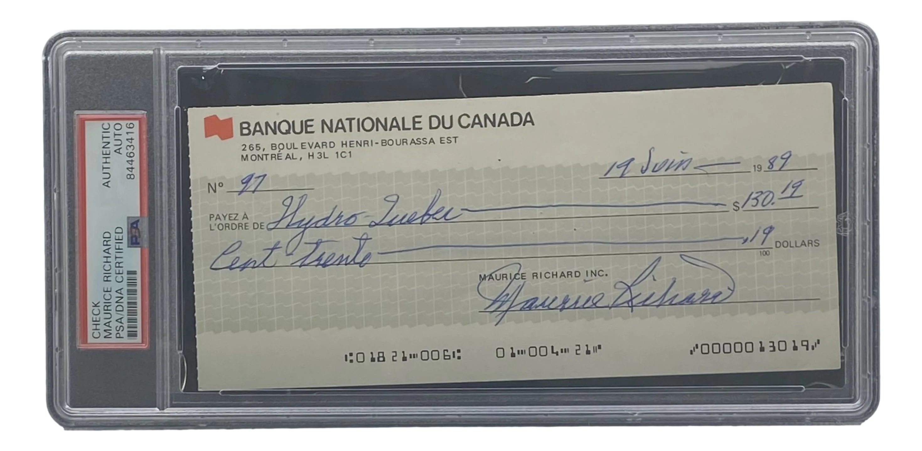 Maurice Richard Signed Montreal Canadiens Bank Check #97 PSA/DNA - Image 4