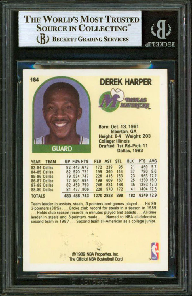 Mavericks Derek Harper Authentic Signed 1989 Hoops #184 Card BAS Slabbed - Image 3