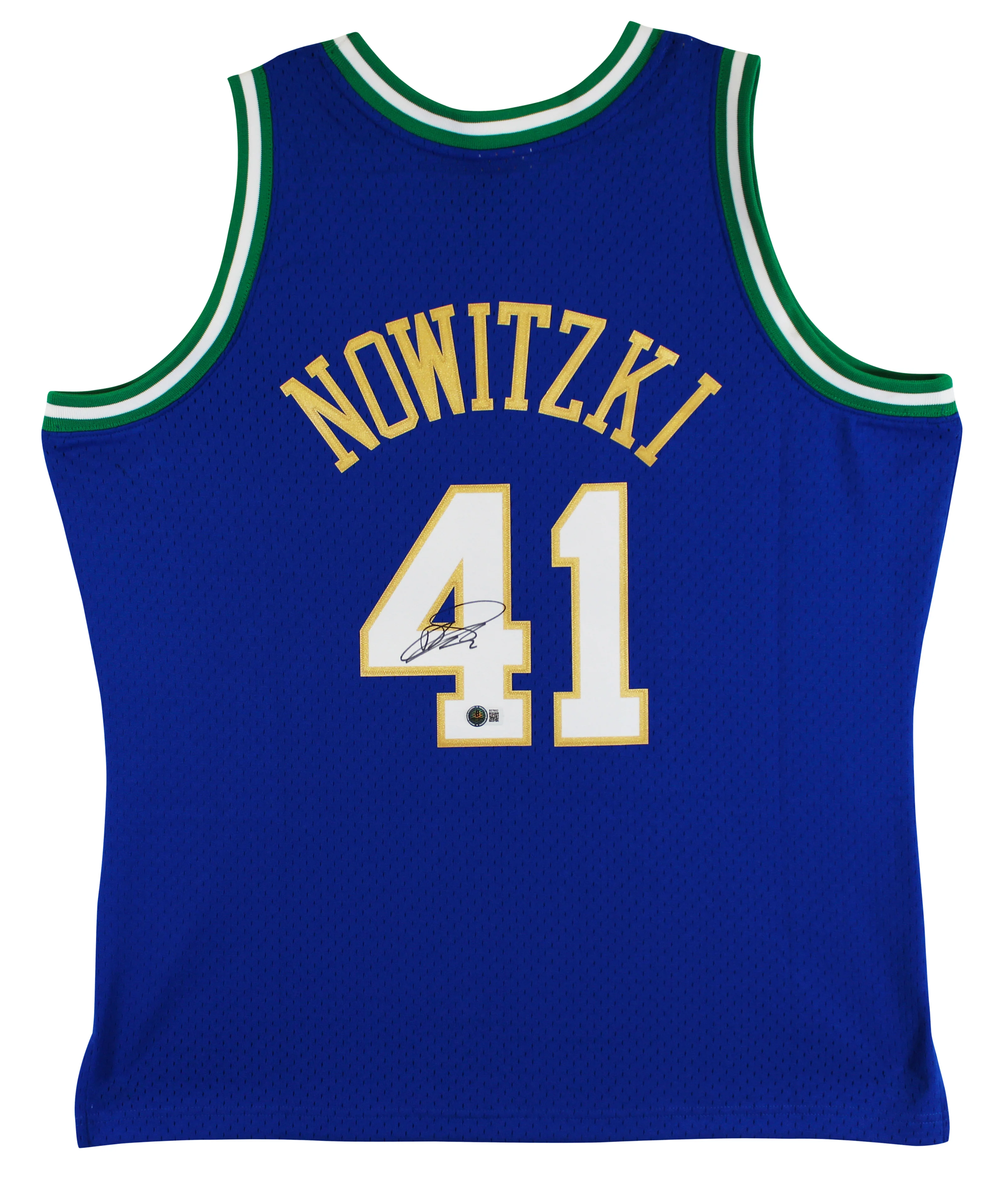 Mavericks Dirk Nowitzki Signed Blue M&N 98-19 HWC Swingman Jersey BAS #BS78002 - Image 3