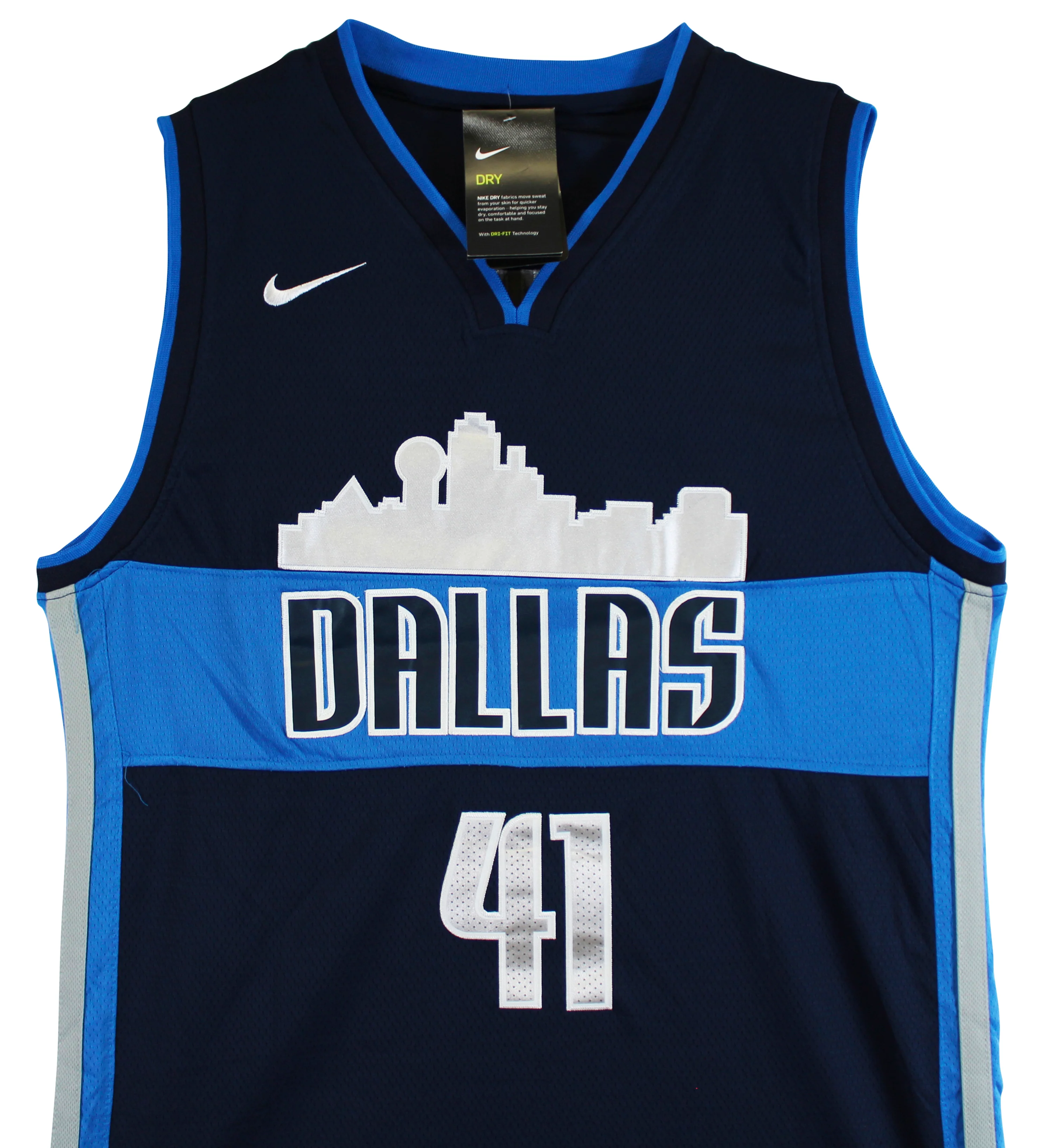 Mavericks Dirk Nowitzki Signed Navy Blue Nike Swingman Jersey BAS #E26587 - Image 6