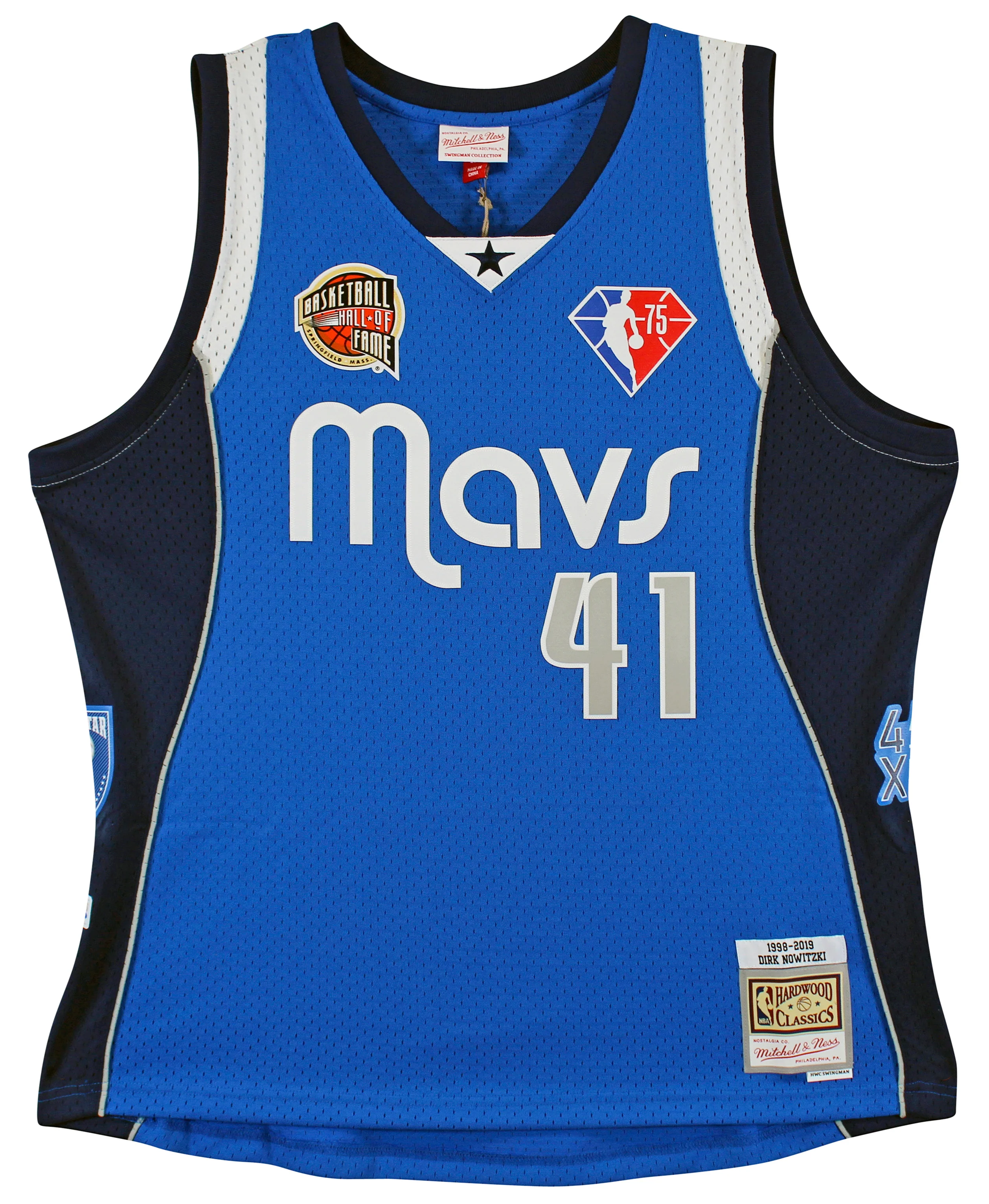 Mavs Dirk Nowitzki Signed Blue M&N HOF Class of 2023 TB HWC Swingman Jersey BAS - Image 5