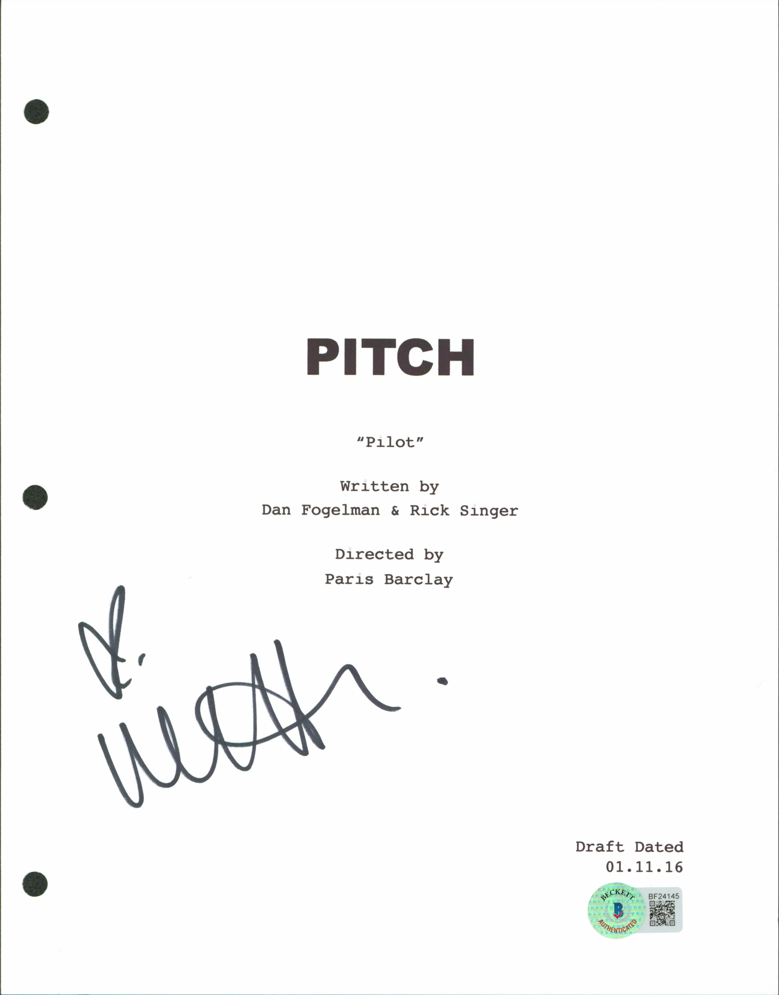Megan Holder Pitch Authentic Signed 8.5x11 Pitch Script Cover BAS #BF24145 - Image 2