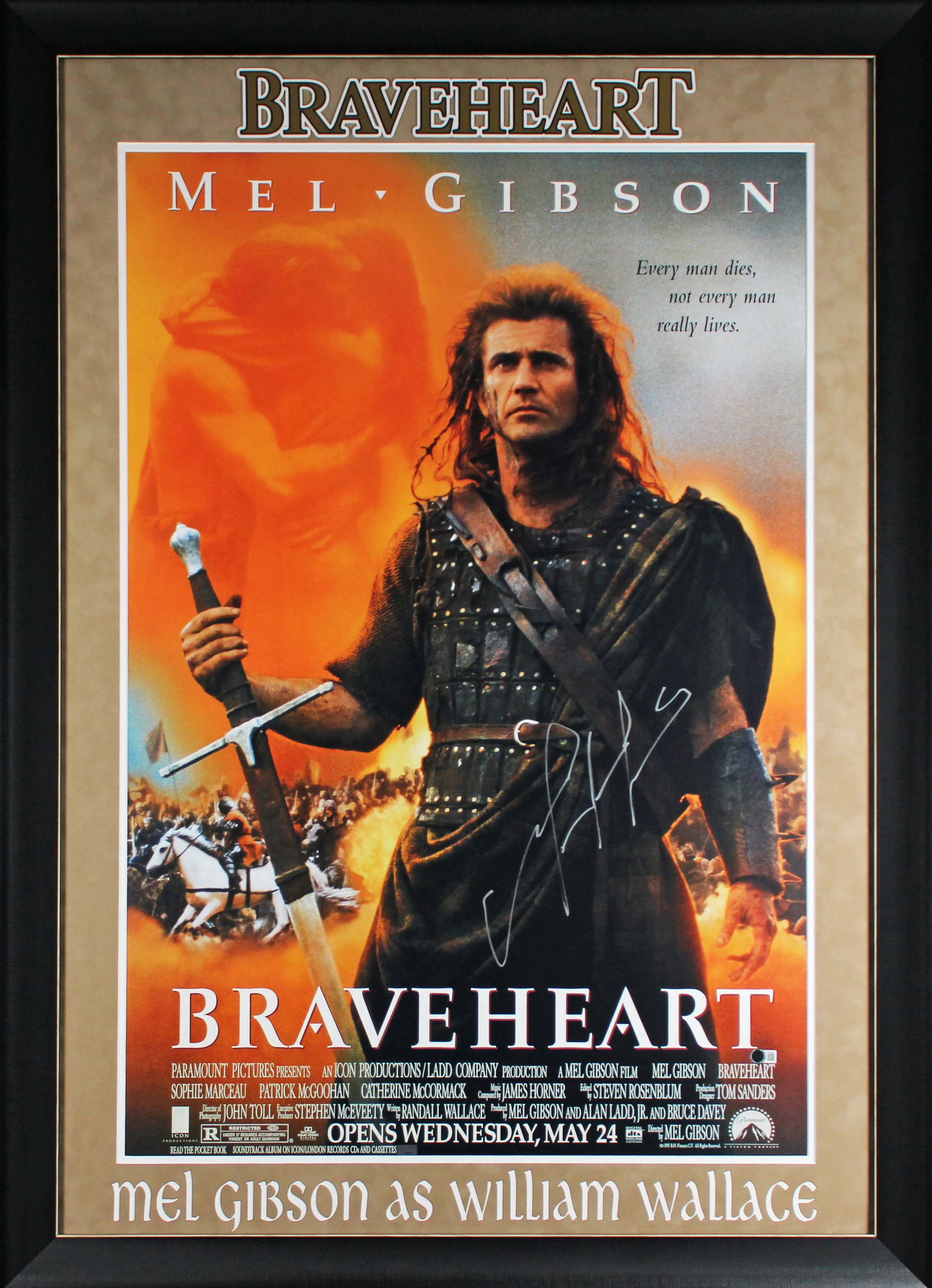 Mel Gibson Braveheart Authentic Signed & Framed 27x40 Poster Autographed BAS - Image 2