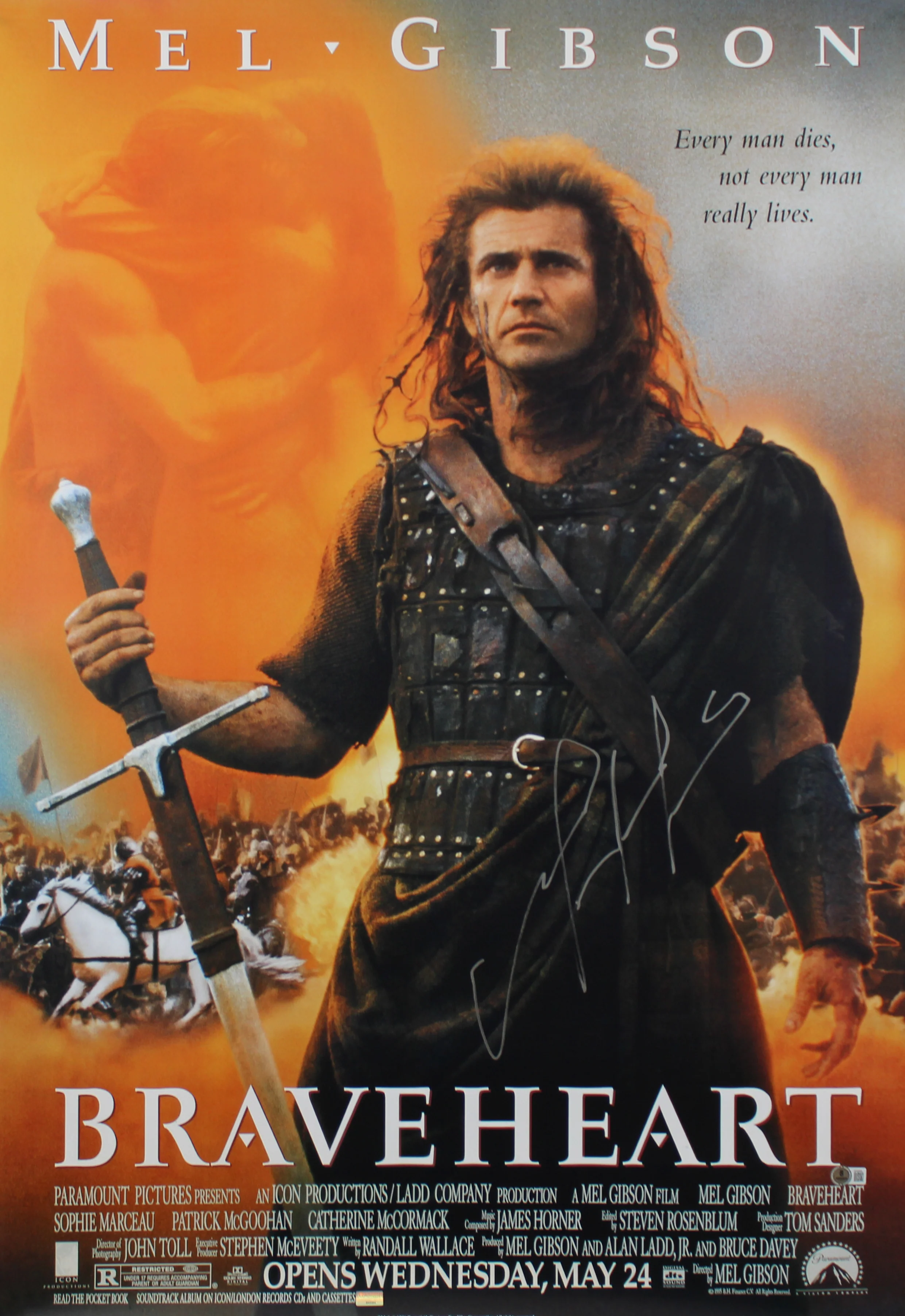 Mel Gibson Braveheart Authentic Signed & Framed 27x40 Poster Autographed BAS - Image 3