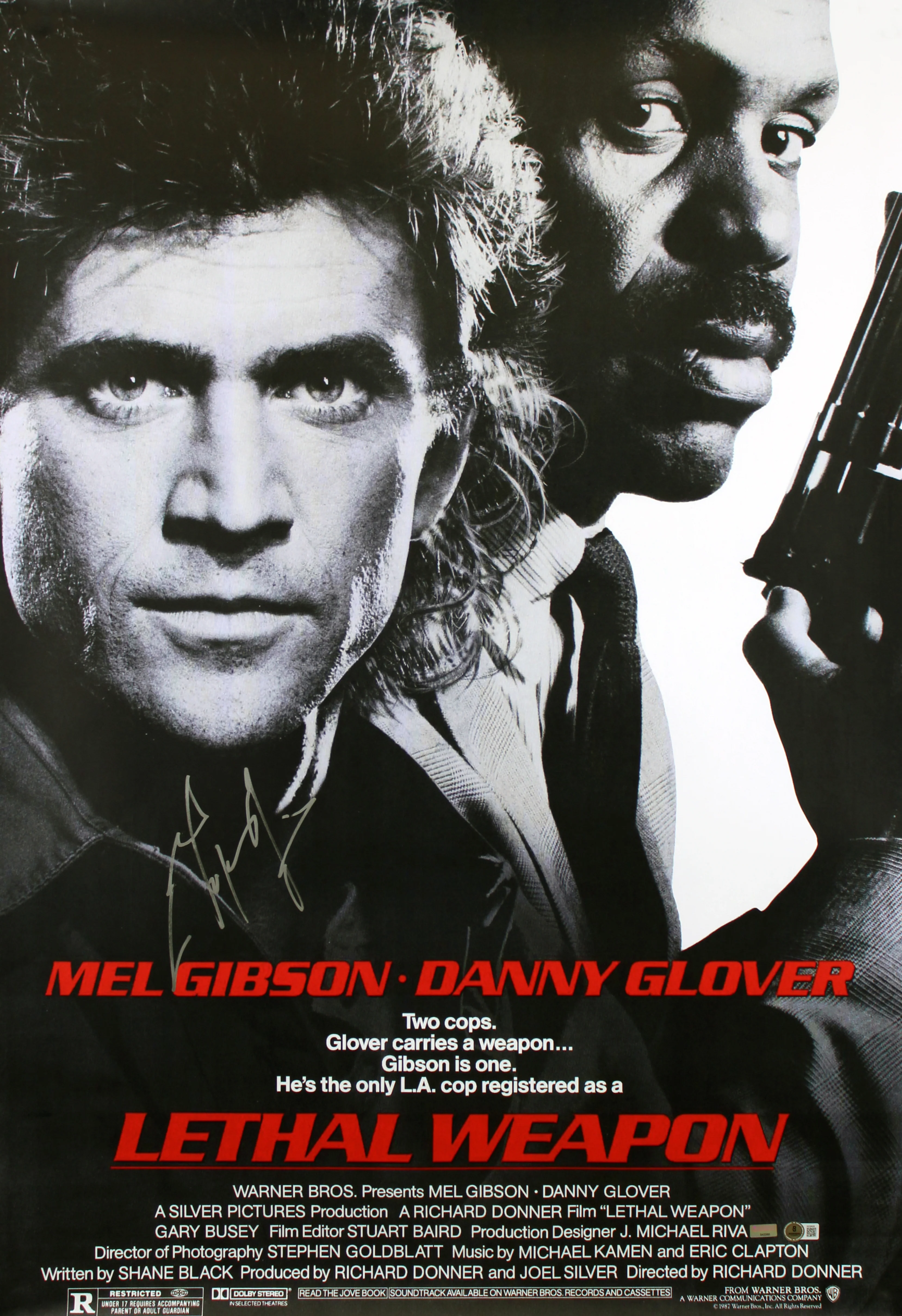 Mel Gibson Lethal Weapon Authentic Signed 27x40 Poster Autographed BAS - Image 2