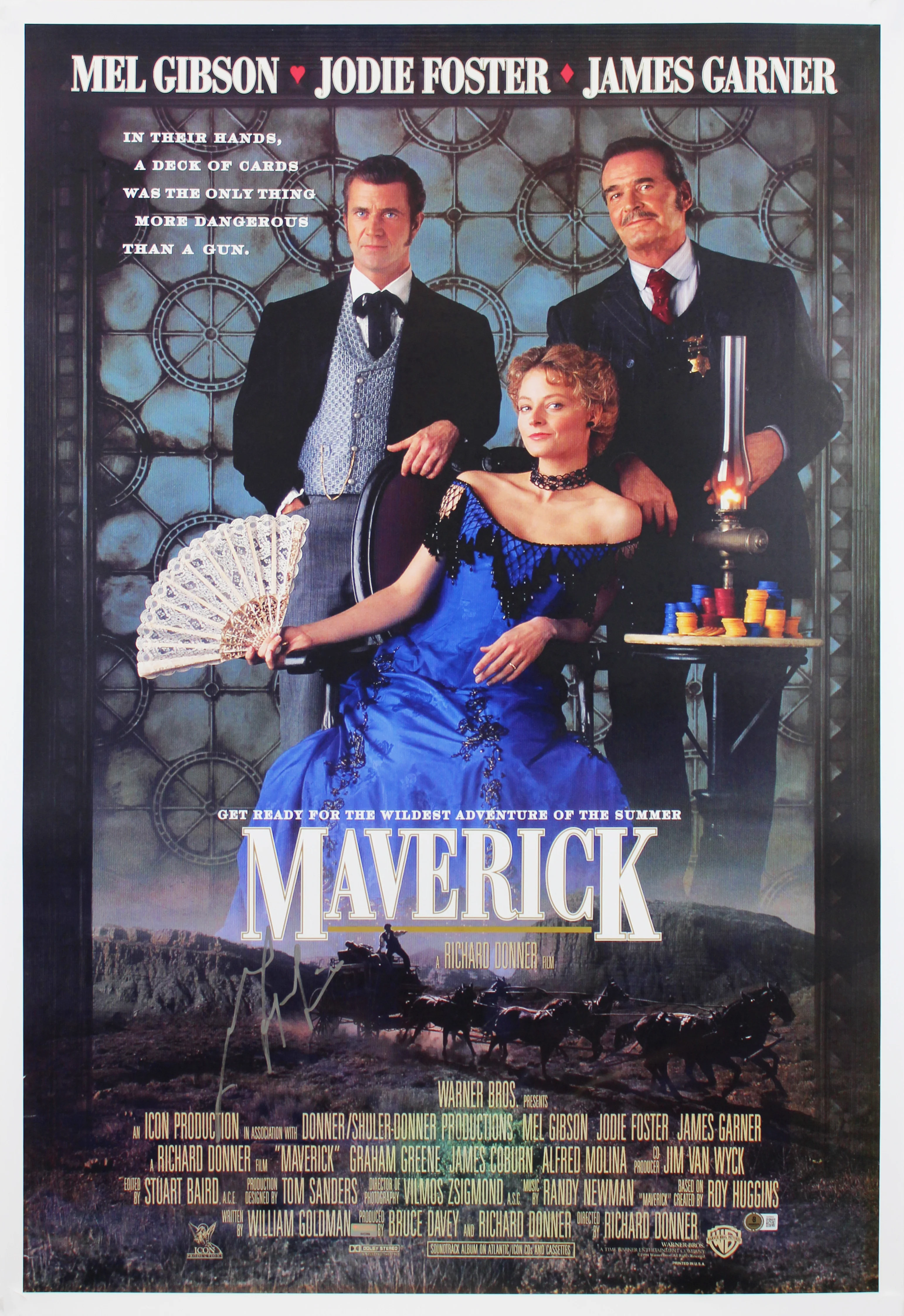 Mel Gibson Maverick Authentic Signed 27x40 Poster Autographed BAS - Image 2