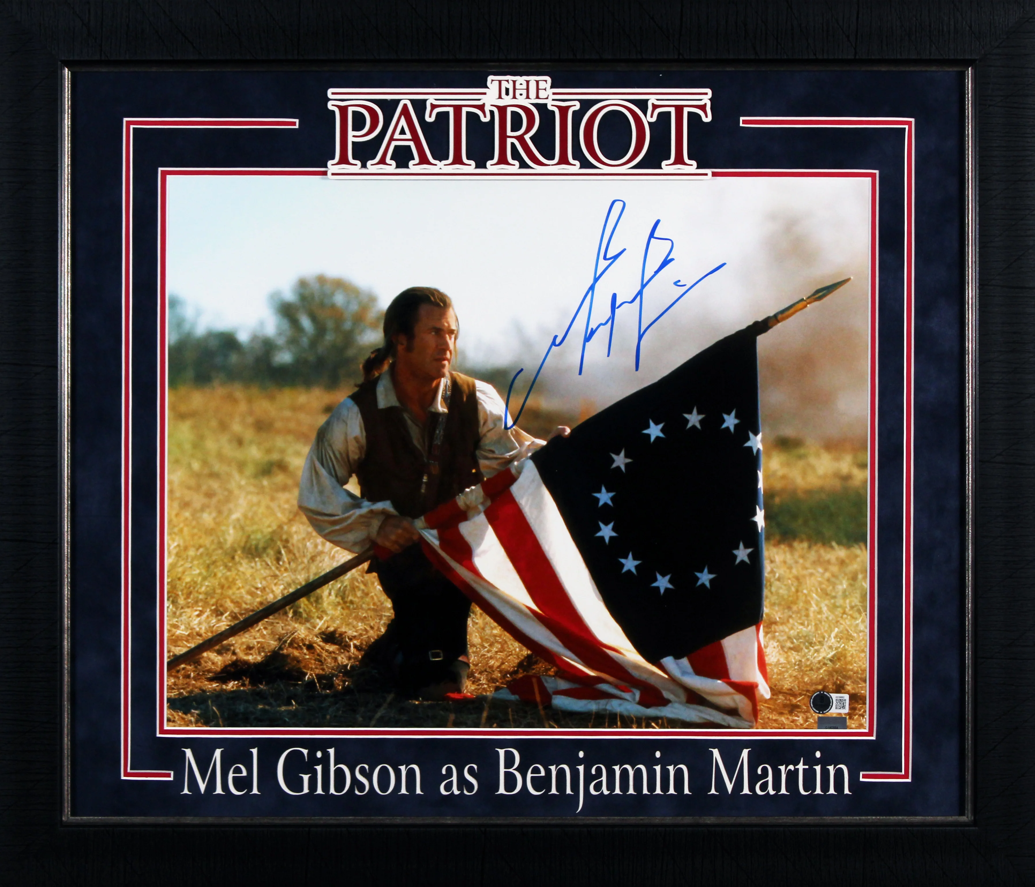 Mel Gibson The Patriot Authentic Signed 16x20 Framed Horizontal Flag Photo BAS 1 - Image 2