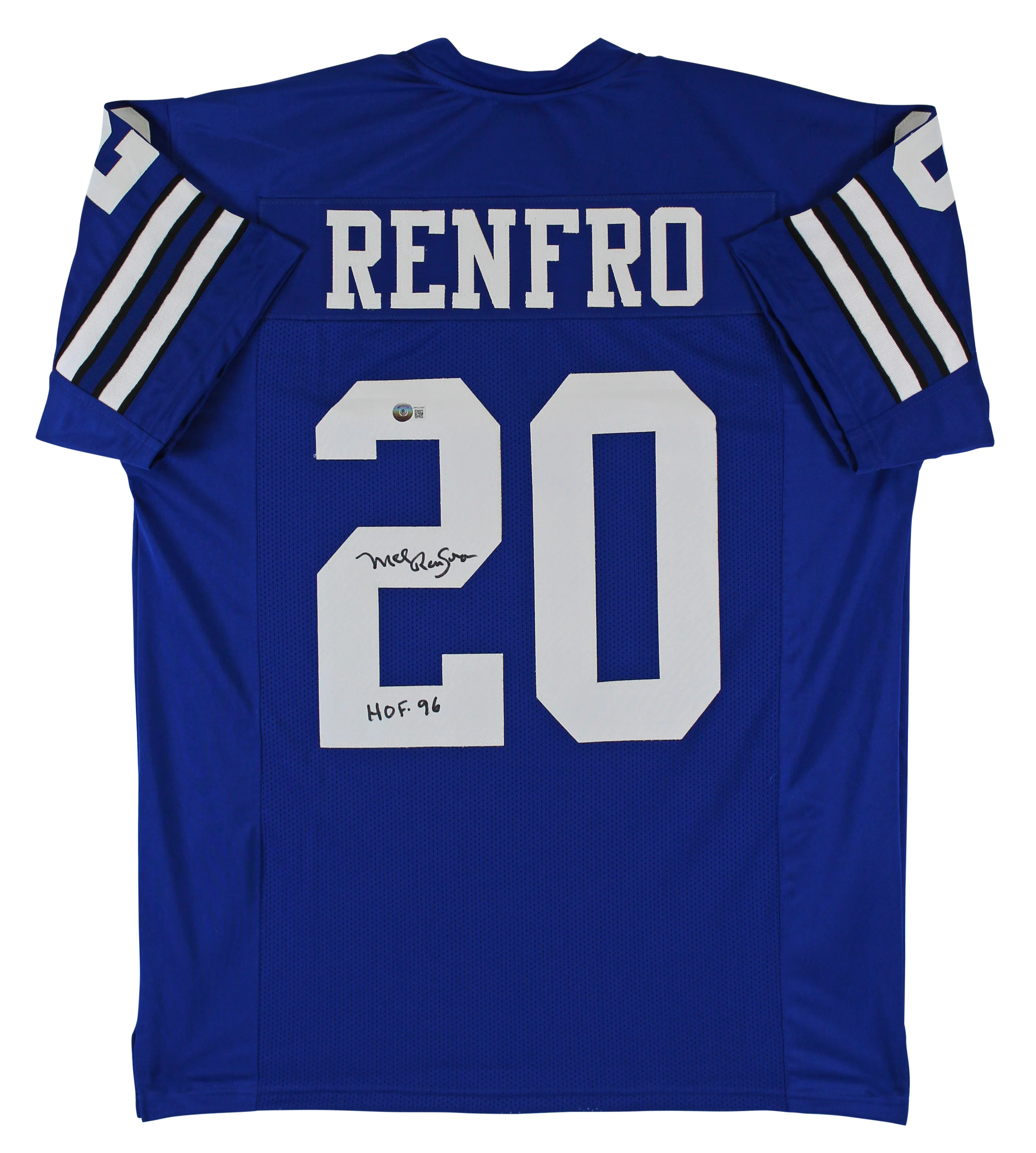 Mel Renfro "HOF 96" Authentic Signed Blue Pro Style Jersey BAS Witnessed - Image 2
