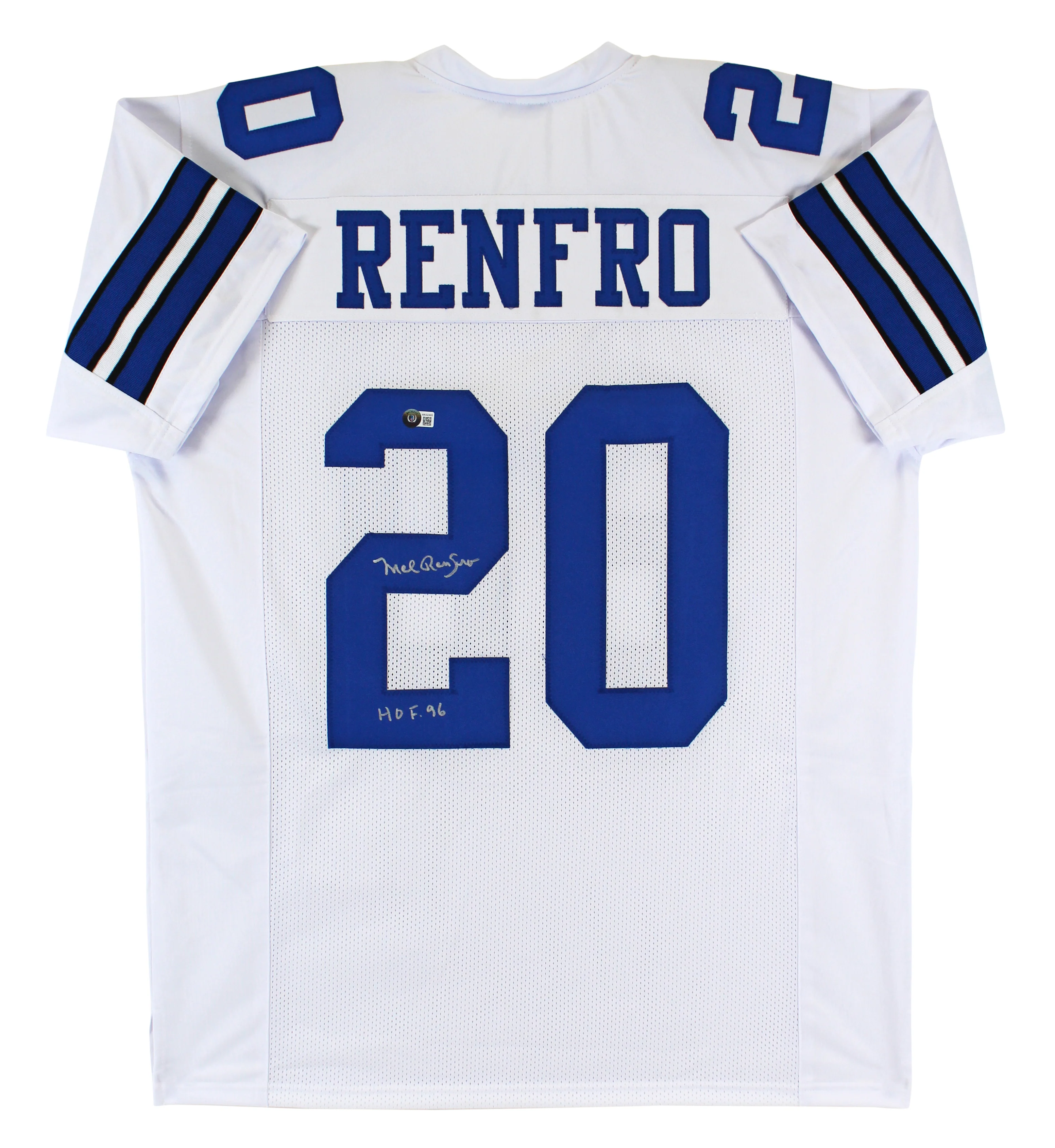 Mel Renfro "HOF 96" Authentic Signed White Pro Style Jersey BAS Witnessed - Image 2