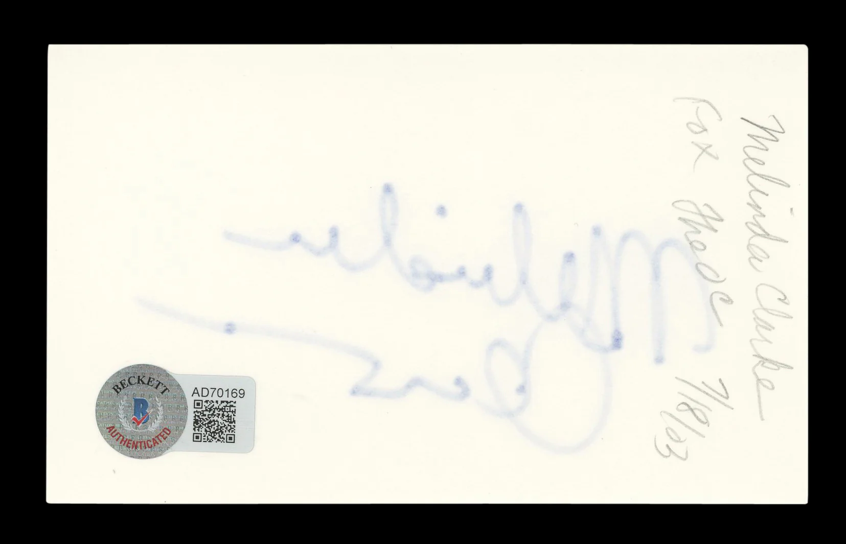 Melinda Clarke Spawn Authentic Signed 3x5 Index Card Autographed BAS #AD70169 - Image 3