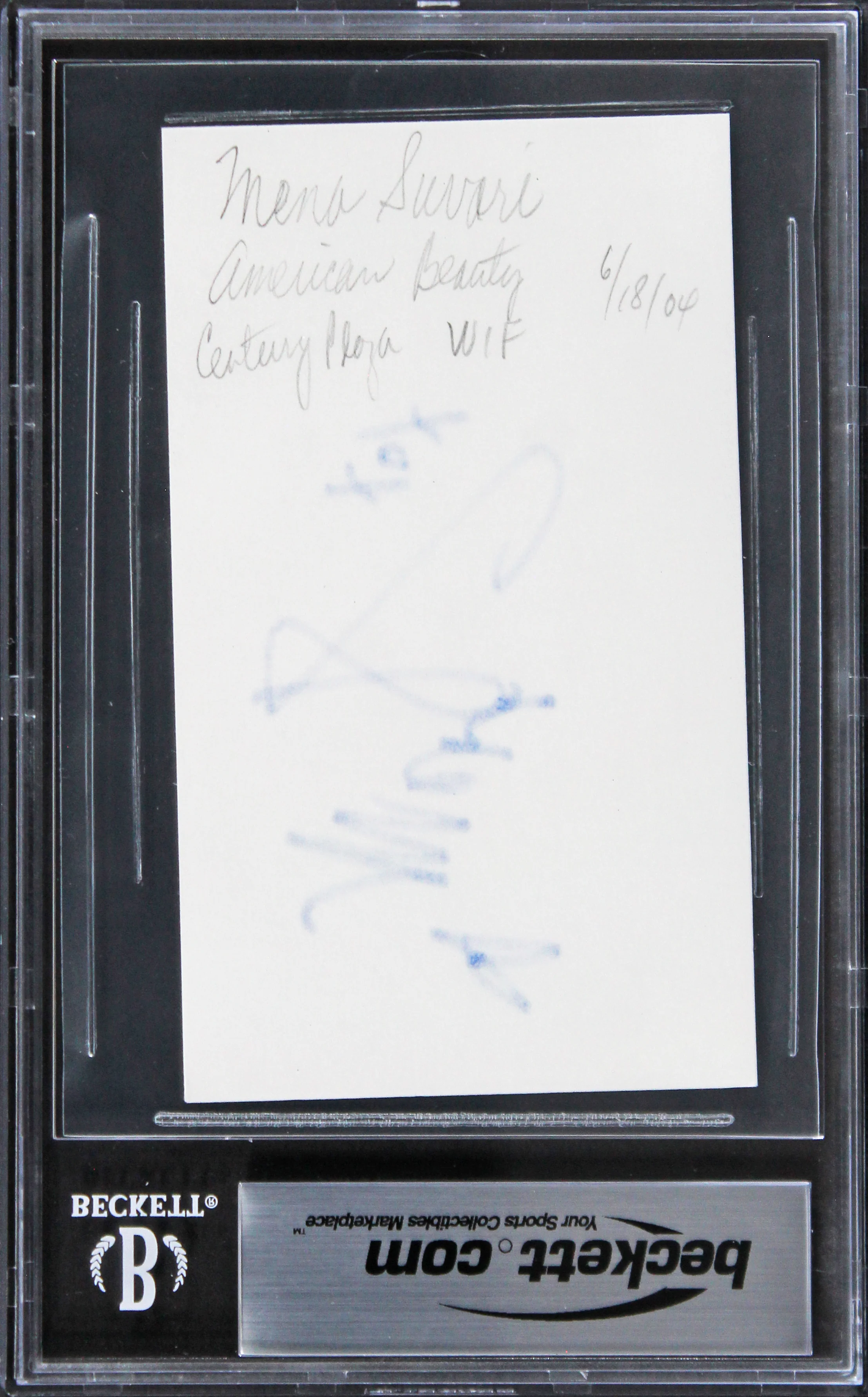 Mena Suvari American Beauty "Hearts xoxo" Signed 3x5 Index Card BAS Slabbed 1 - Image 3