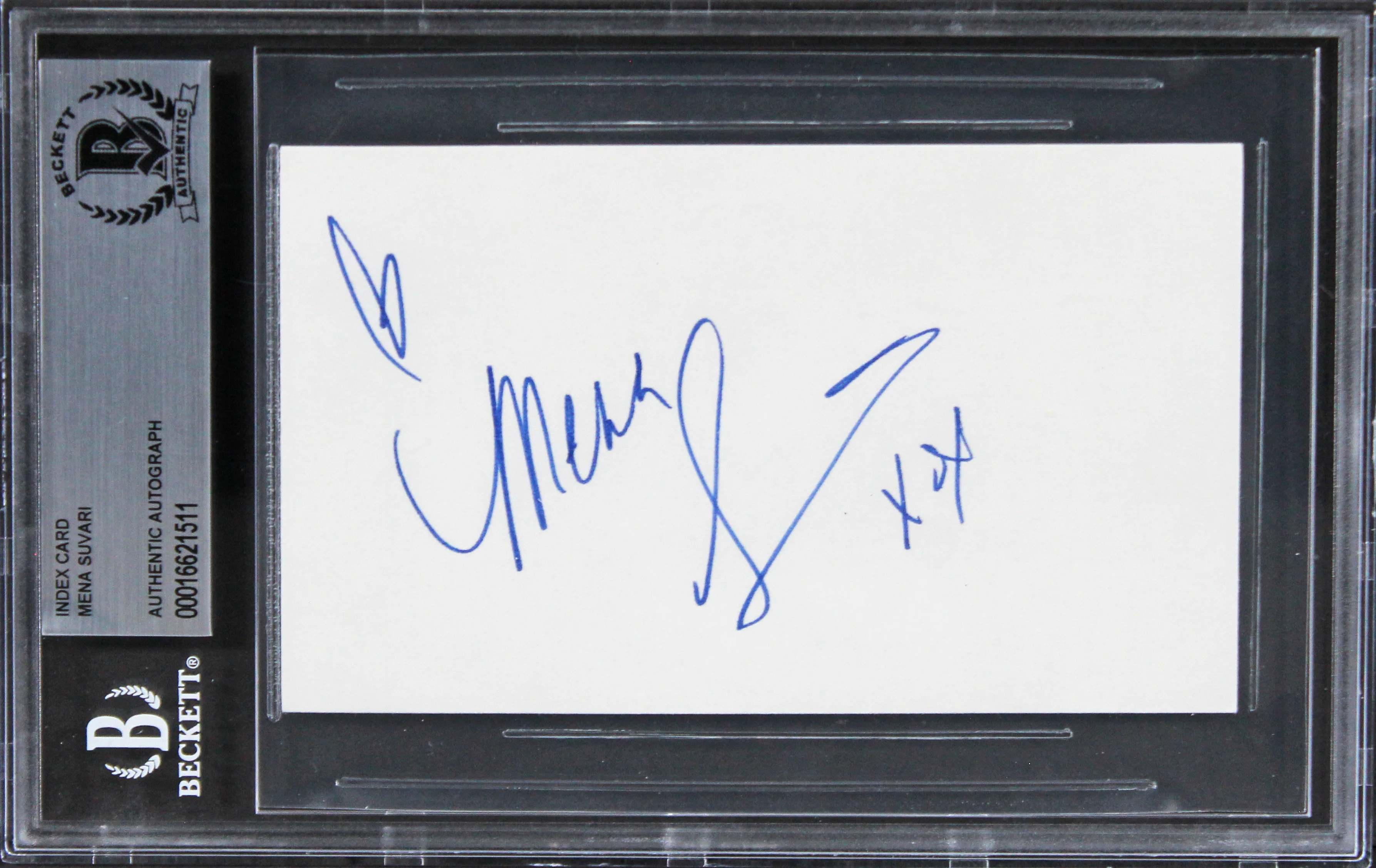 Mena Suvari American Beauty "Hearts xoxo" Signed 3x5 Index Card BAS Slabbed 2 - Image 2