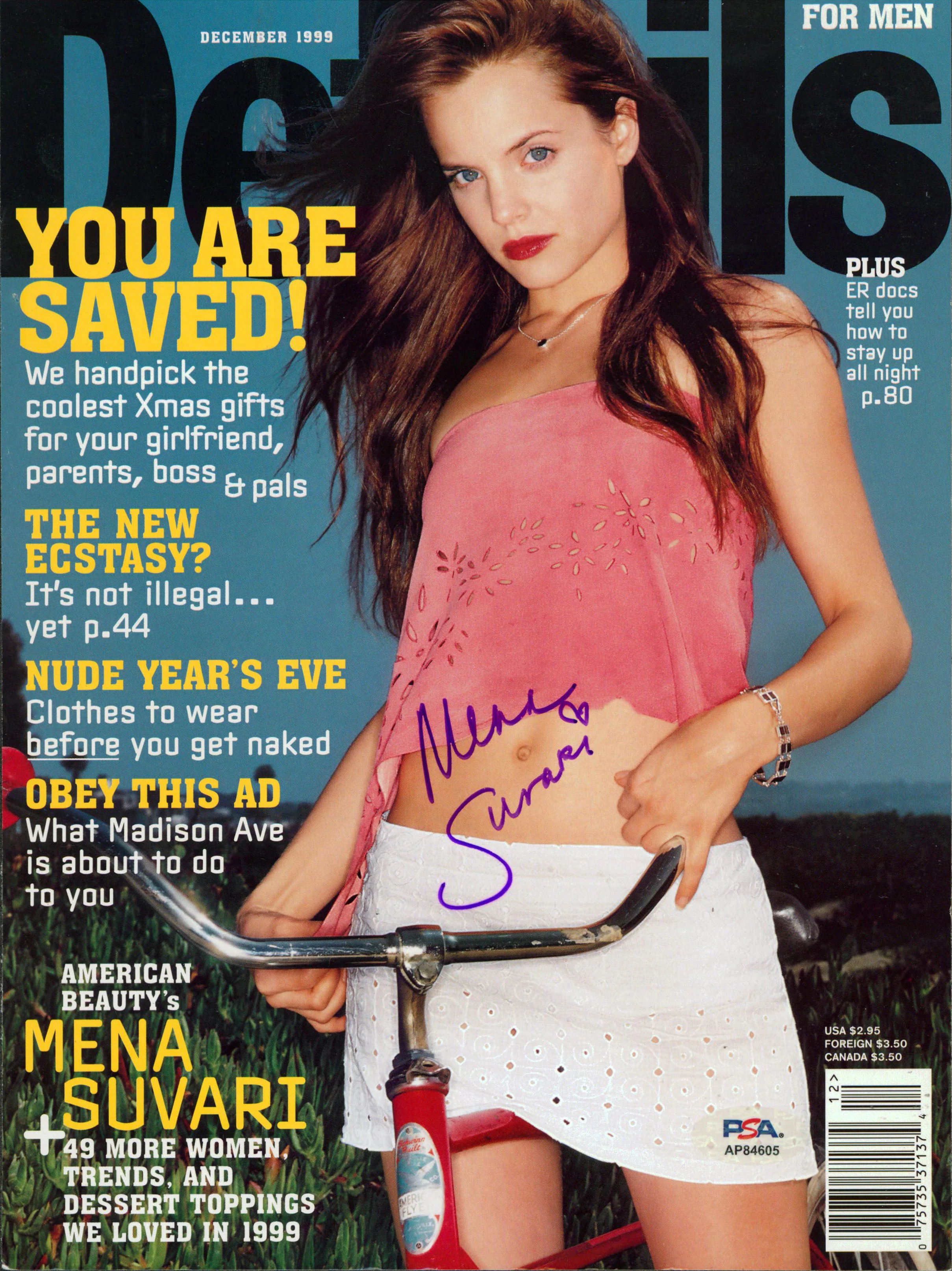 Mena Suvari Authentic Signed Details Magazine Cover Dec. 1999 PSA/DNA #AP84605 - Image 2