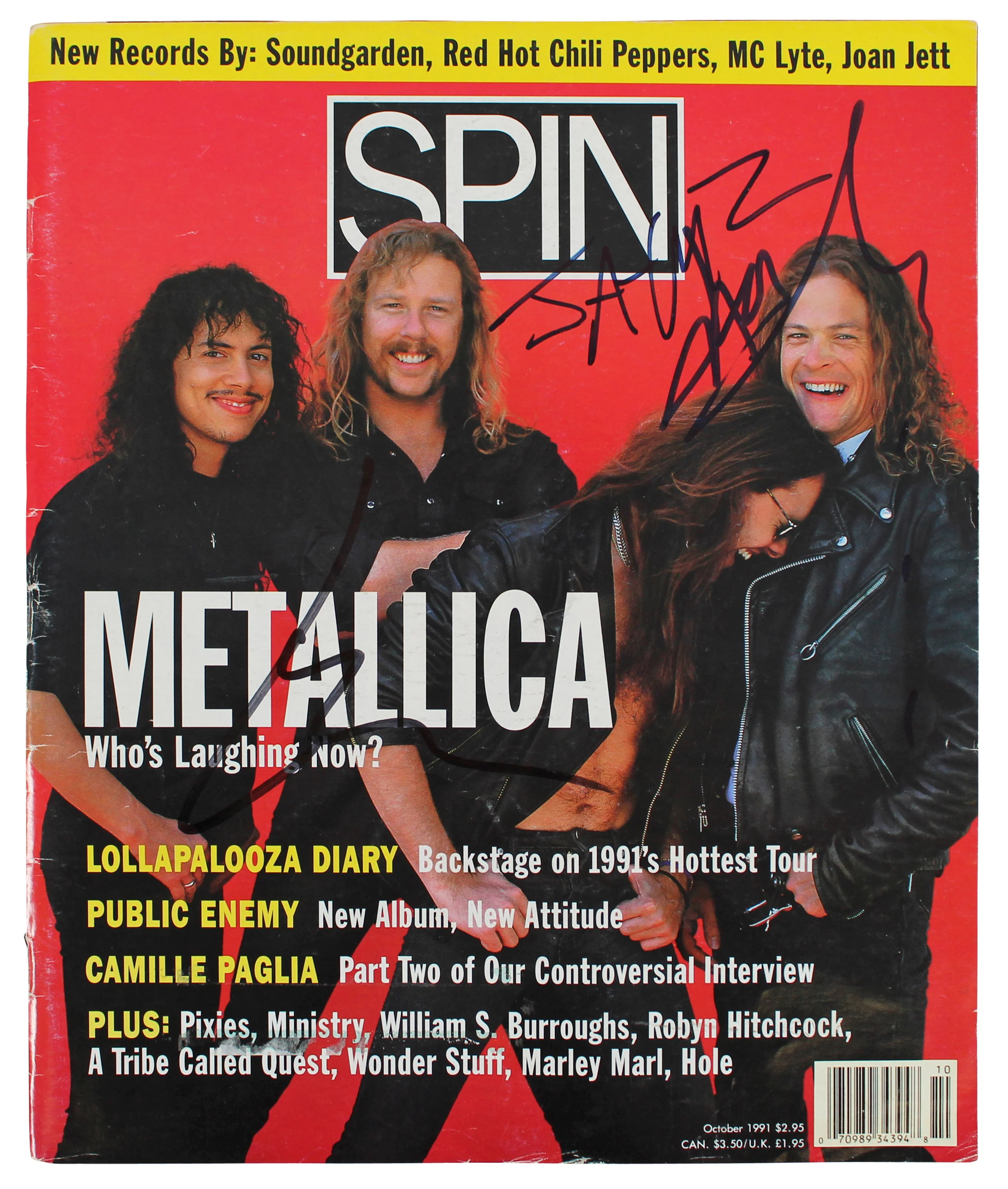 Metallica (3) Hetfield Ulrich & Newstead Signed Spin Magazine Cover BAS #AB76488 - Image 2