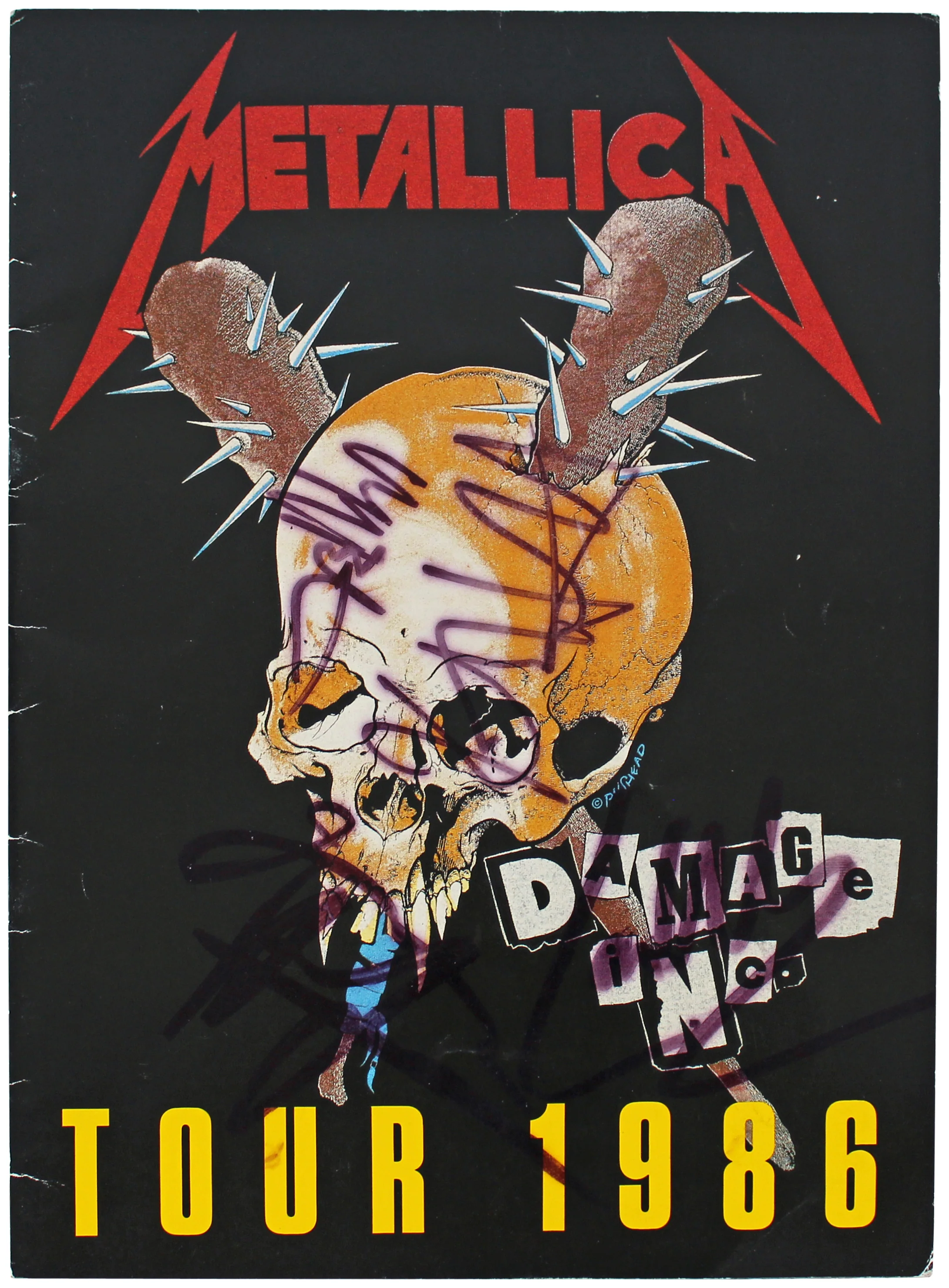 Metallica (4) Hetfield, Burton, Hammett & Ulrich Signed 1986 Tour Program BAS - Image 2
