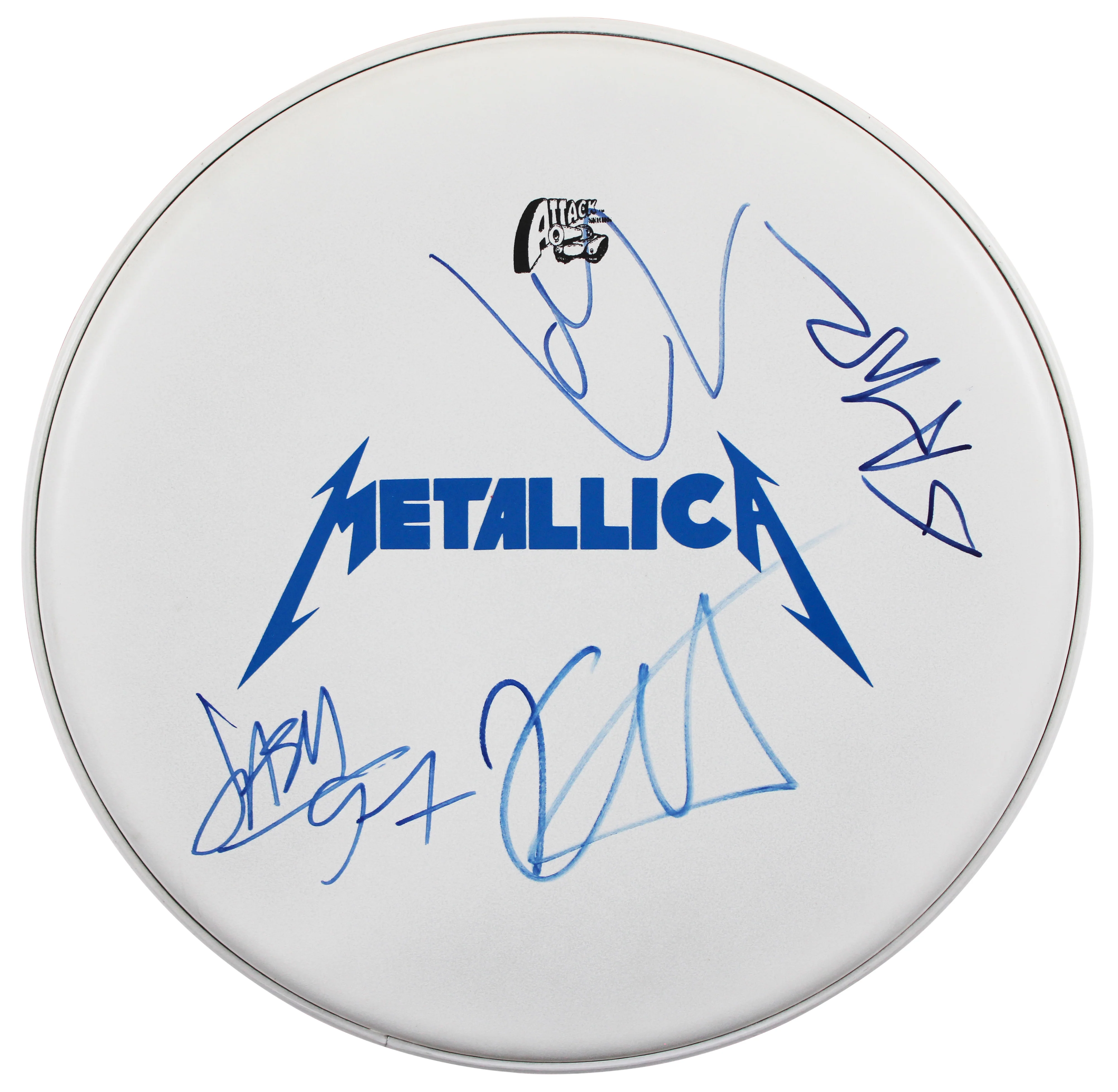 Metallica (4) Hetfield, Ulrich, Hammett +1 Signed 15 Inch Drum Head BAS #AD04336 - Image 2