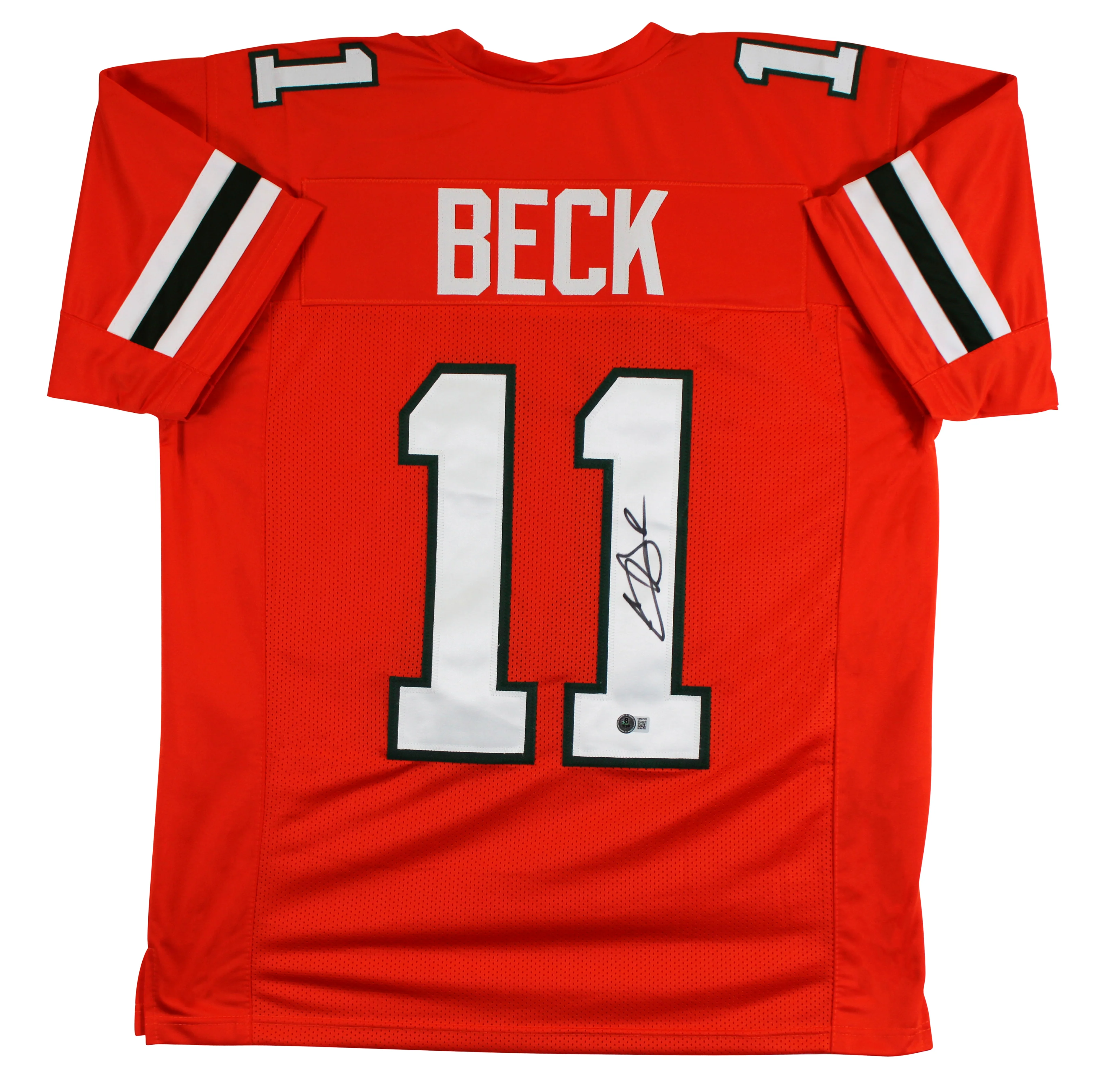 Miami Carson Beck Authentic Signed Orange Pro Style Jersey BAS Witnessed - Image 2