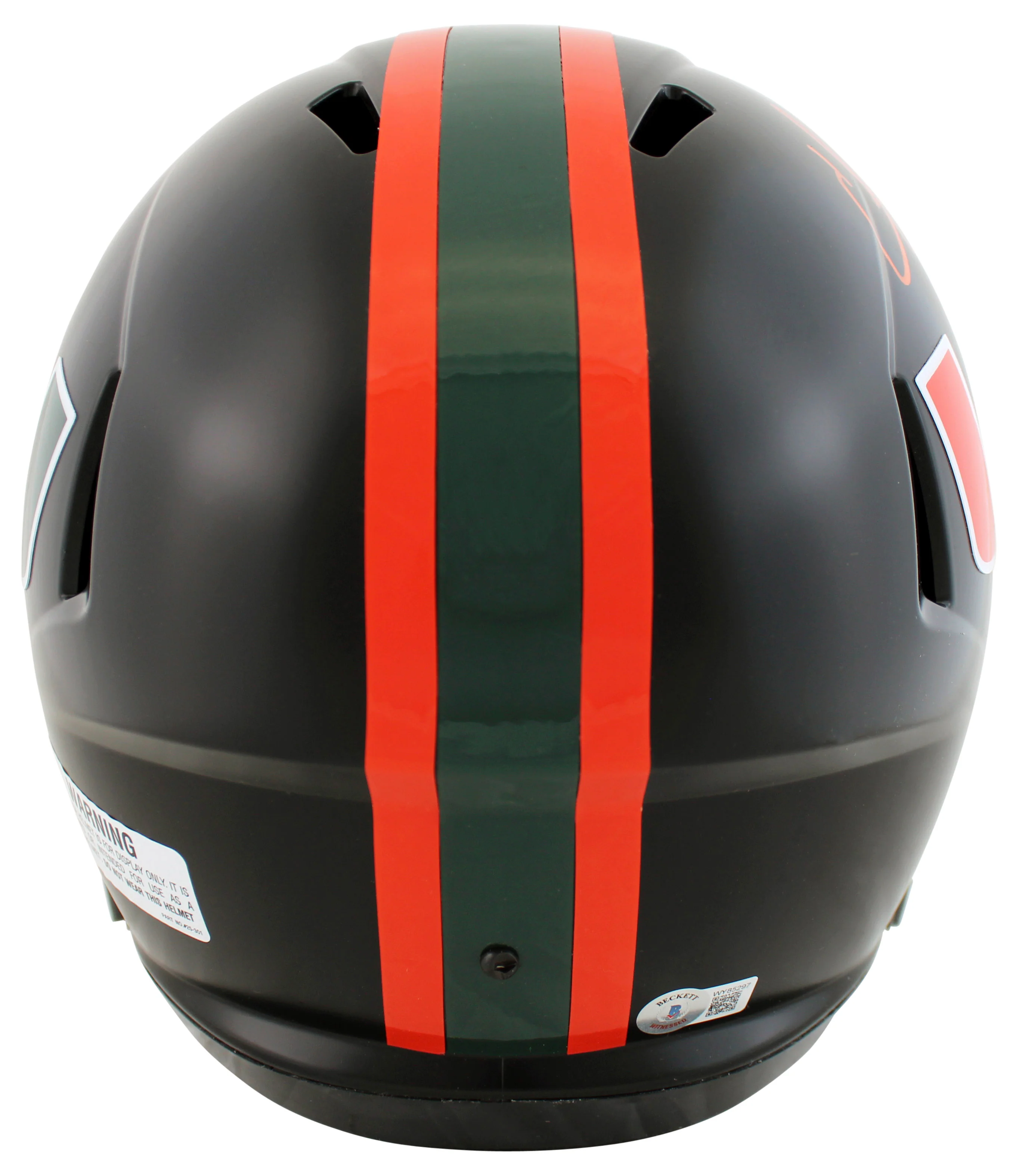 Miami Ed Reed Signed 2017 Alt Nights Black Full Size Speed Rep Helmet BAS Wit - Image 3