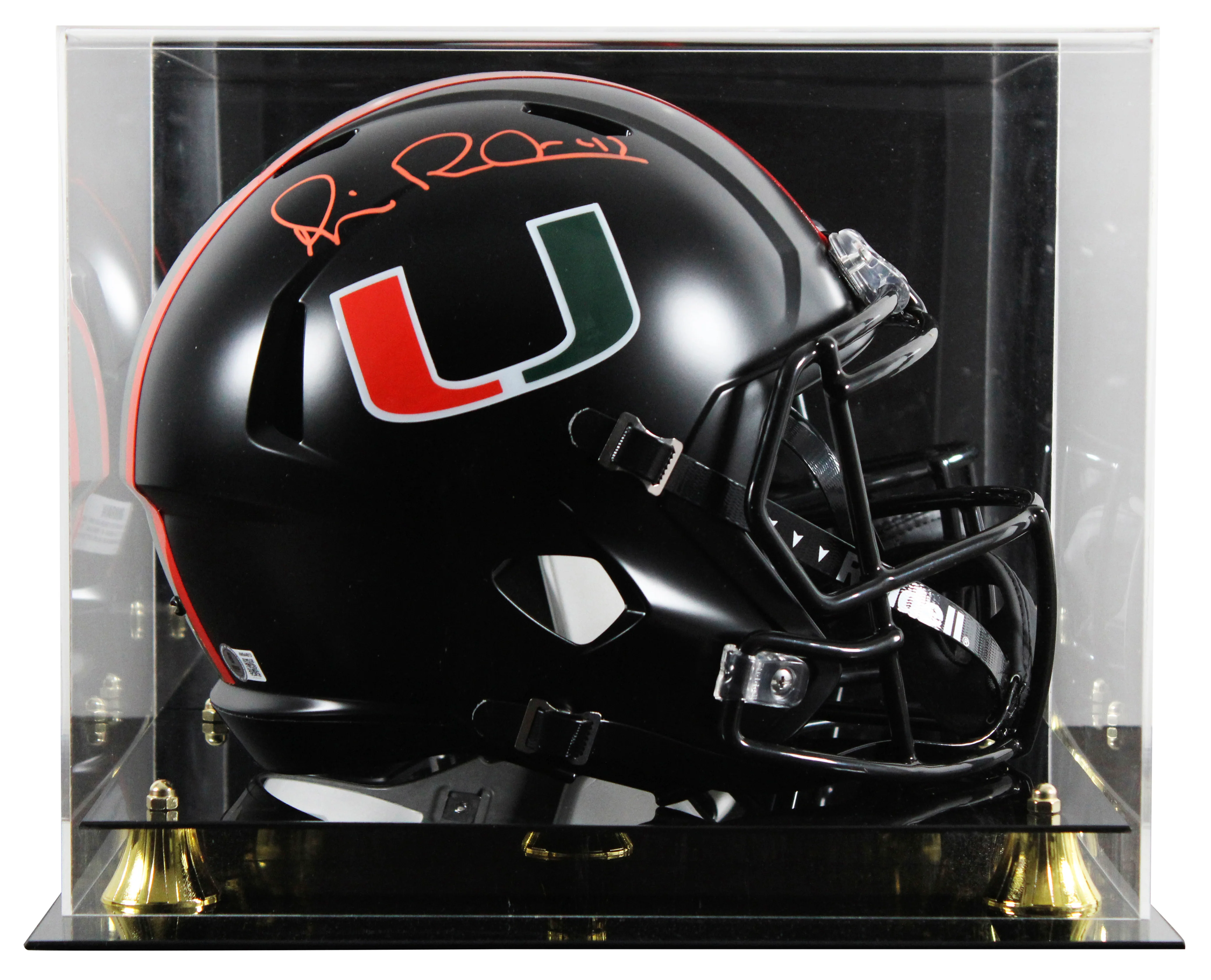 Miami Michael Irvin Signed 2017 Alt Black F/S Speed Rep Helmet W/ Case BAS Wit - Image 2