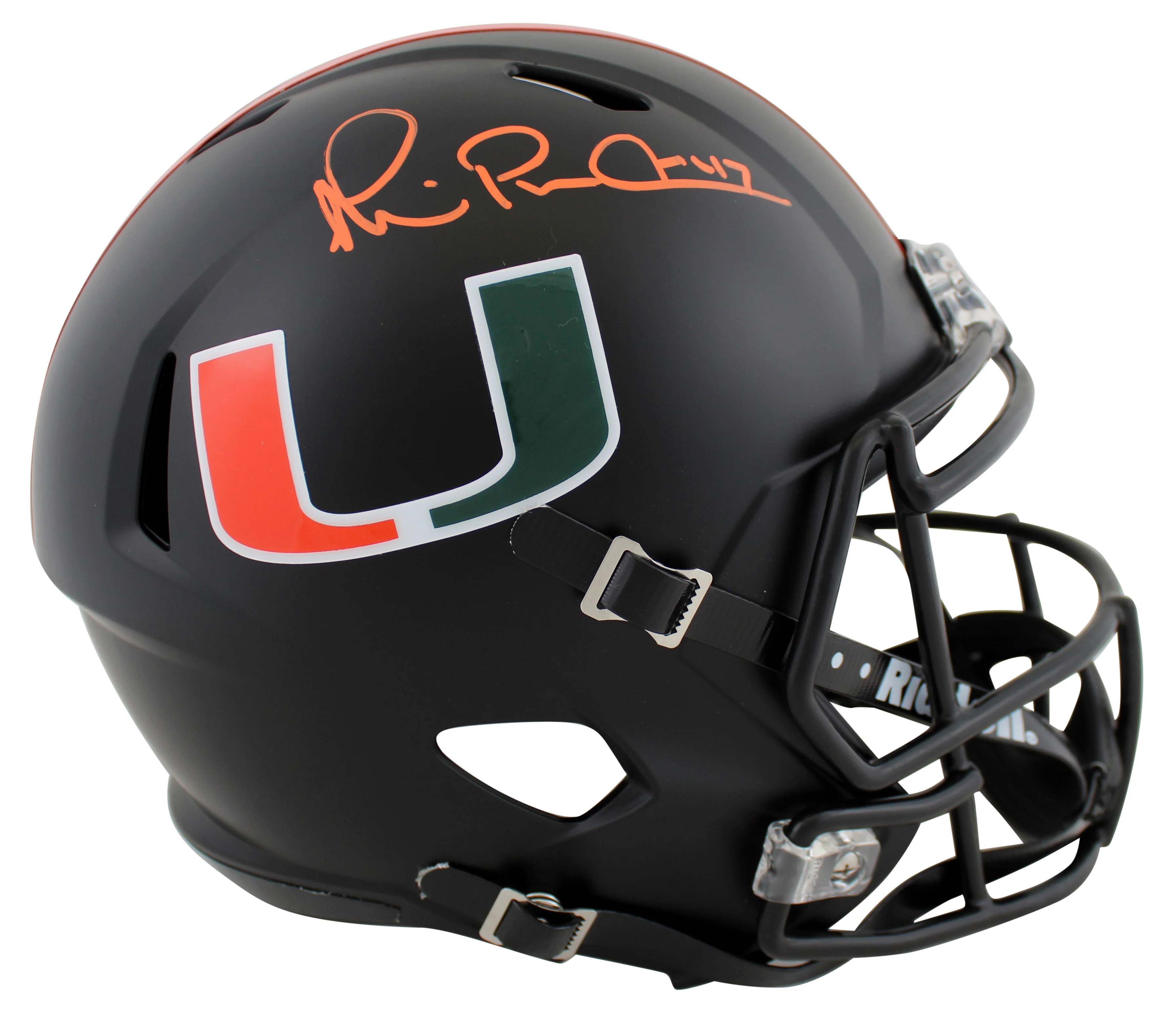 Miami Michael Irvin Signed 2017 Alt Black F/S Speed Rep Helmet W/ Case BAS Wit - Image 3