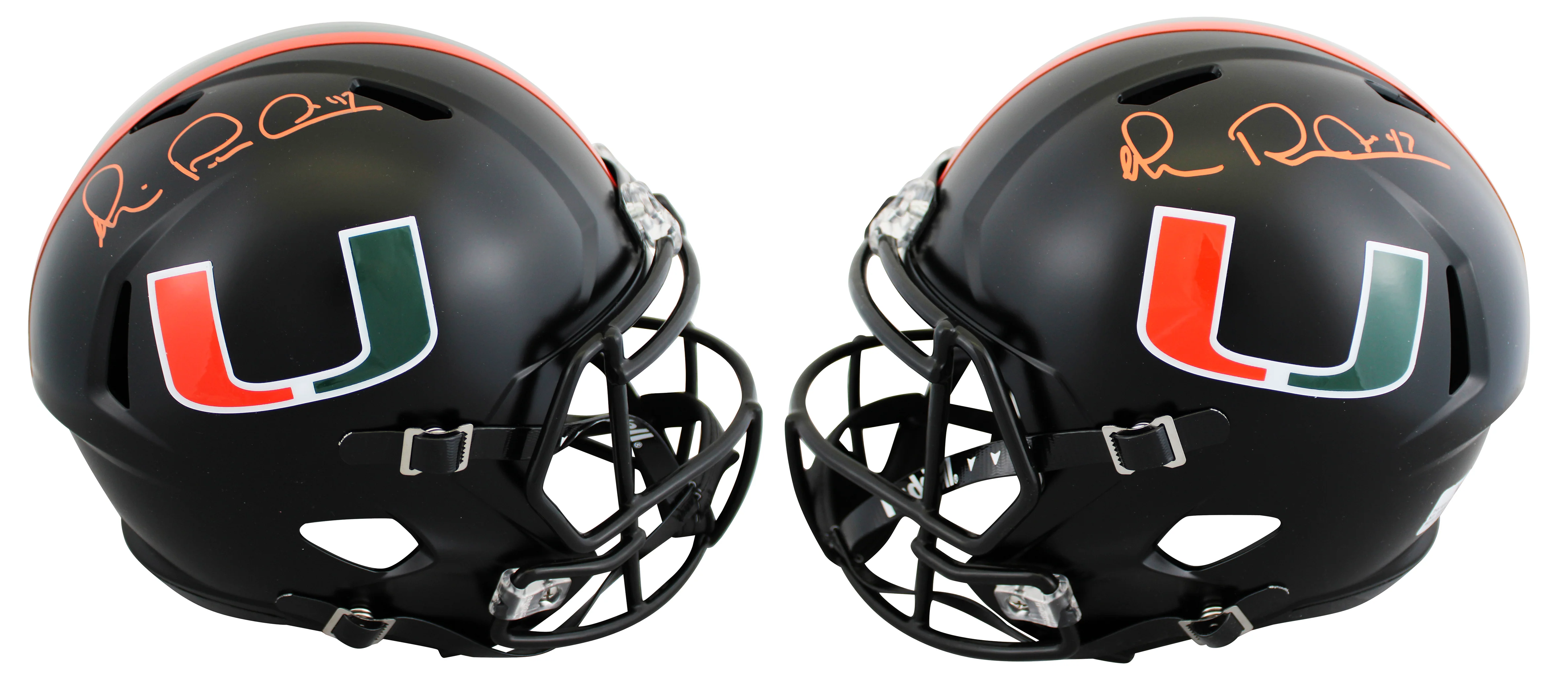 Miami Michael Irvin Signed Twice Alt Black F/S Speed Rep Helmet BAS #BW38853 - Image 2