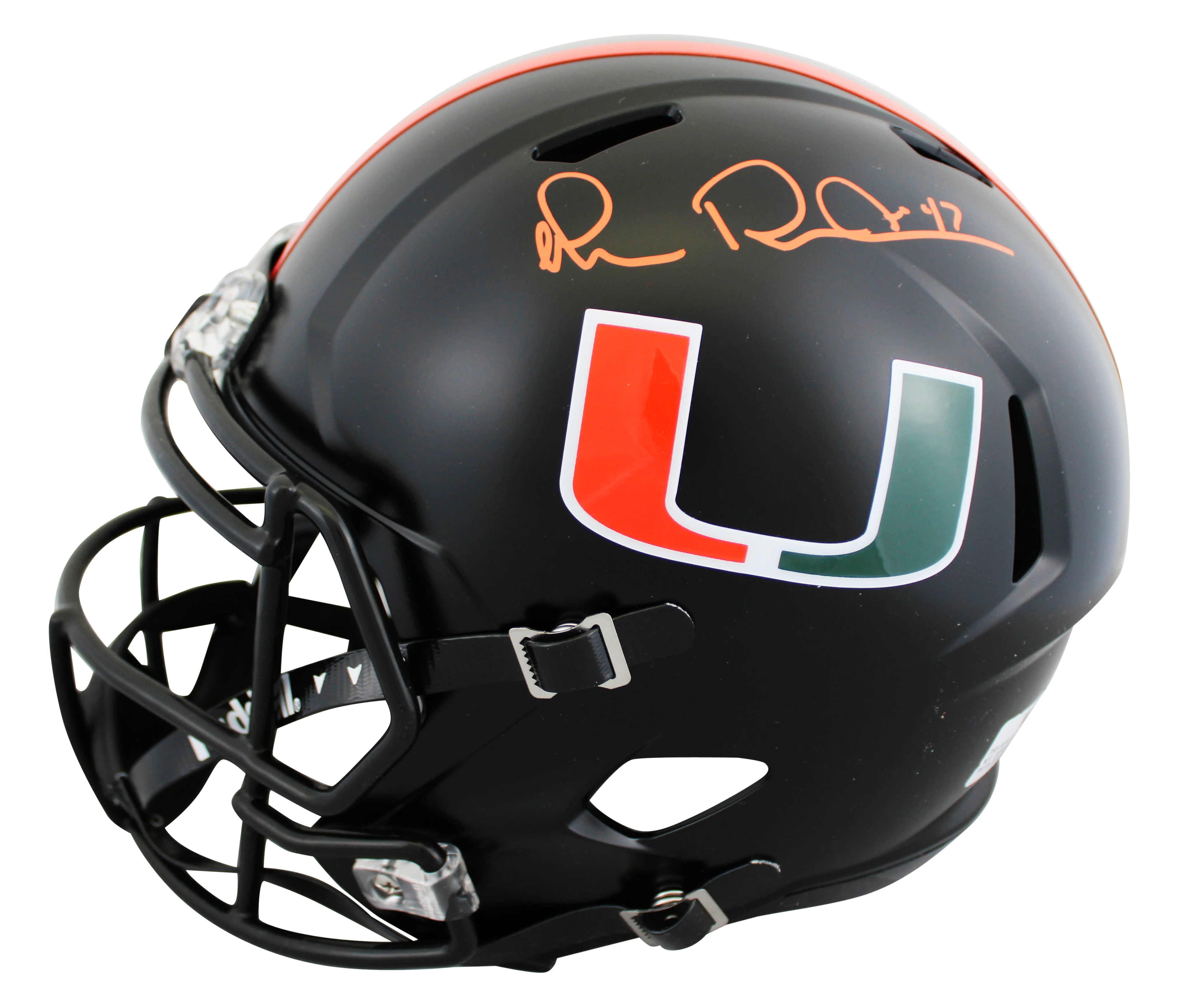 Miami Michael Irvin Signed Twice Alt Black F/S Speed Rep Helmet BAS #BW38853 - Image 4