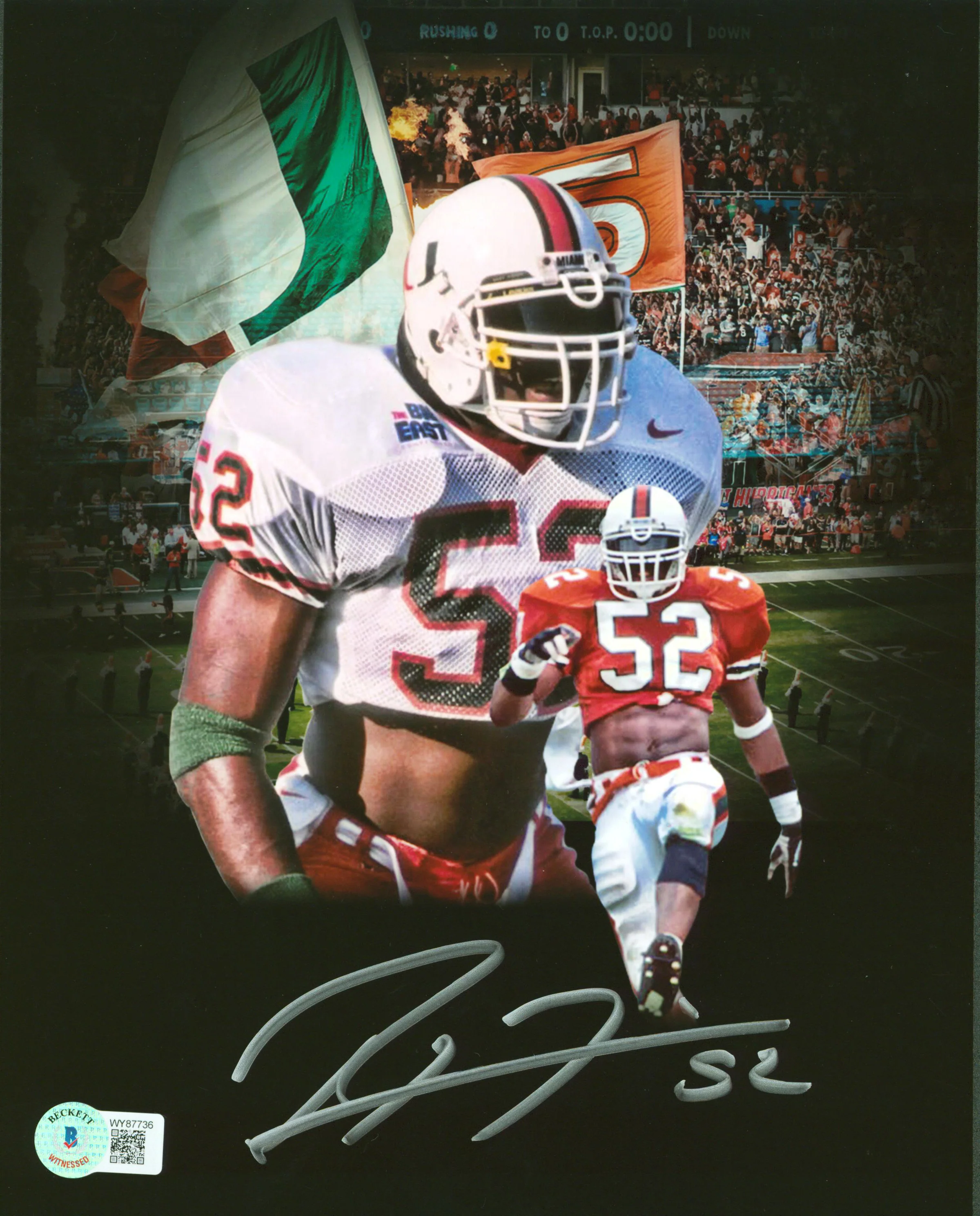 Miami Ray Lewis Authentic Signed 8x10 Collage Edit Photo BAS Witnessed - Image 2