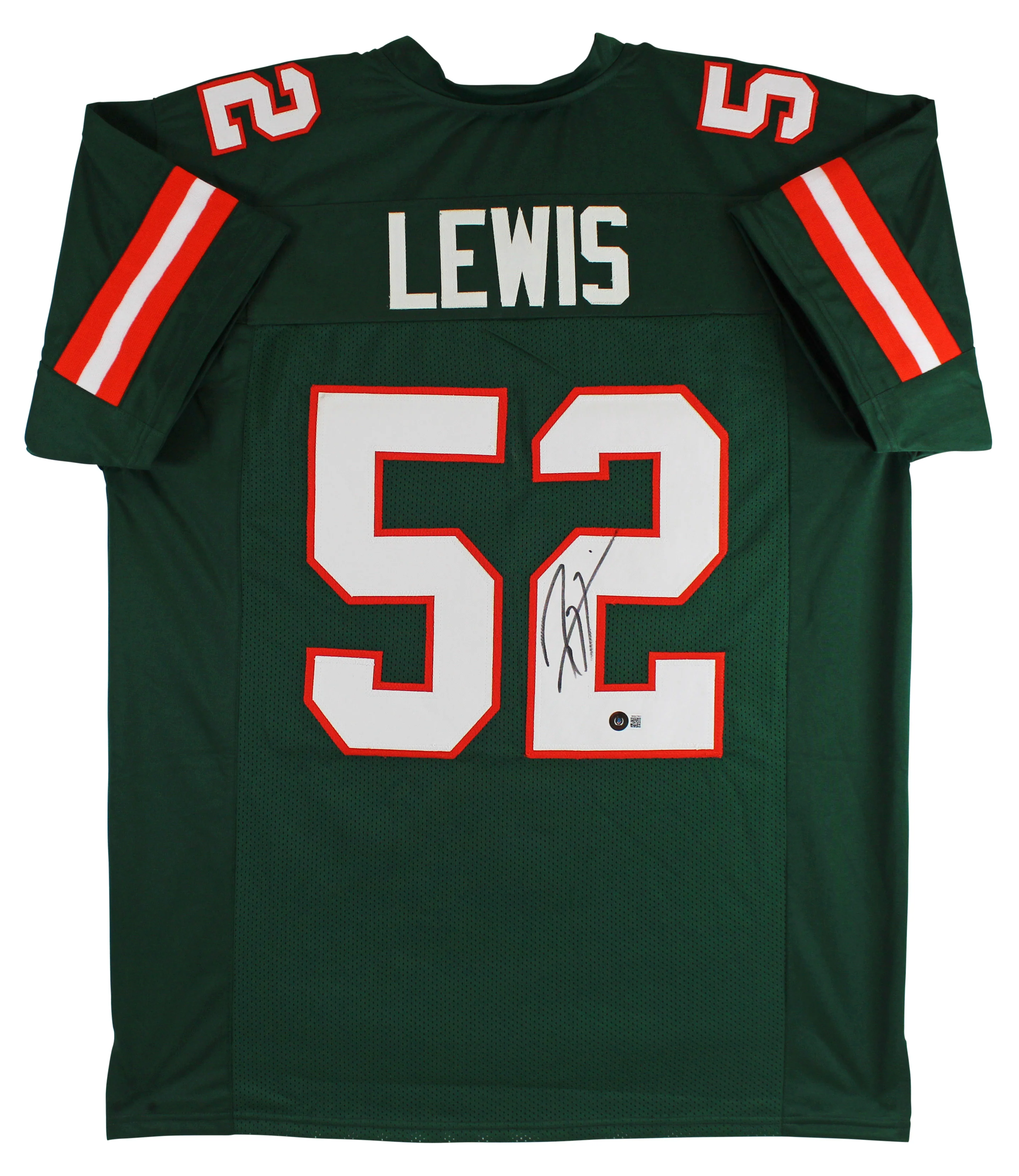 Miami Ray Lewis Authentic Signed Green Pro Style Jersey Autographed BAS Witness - Image 2