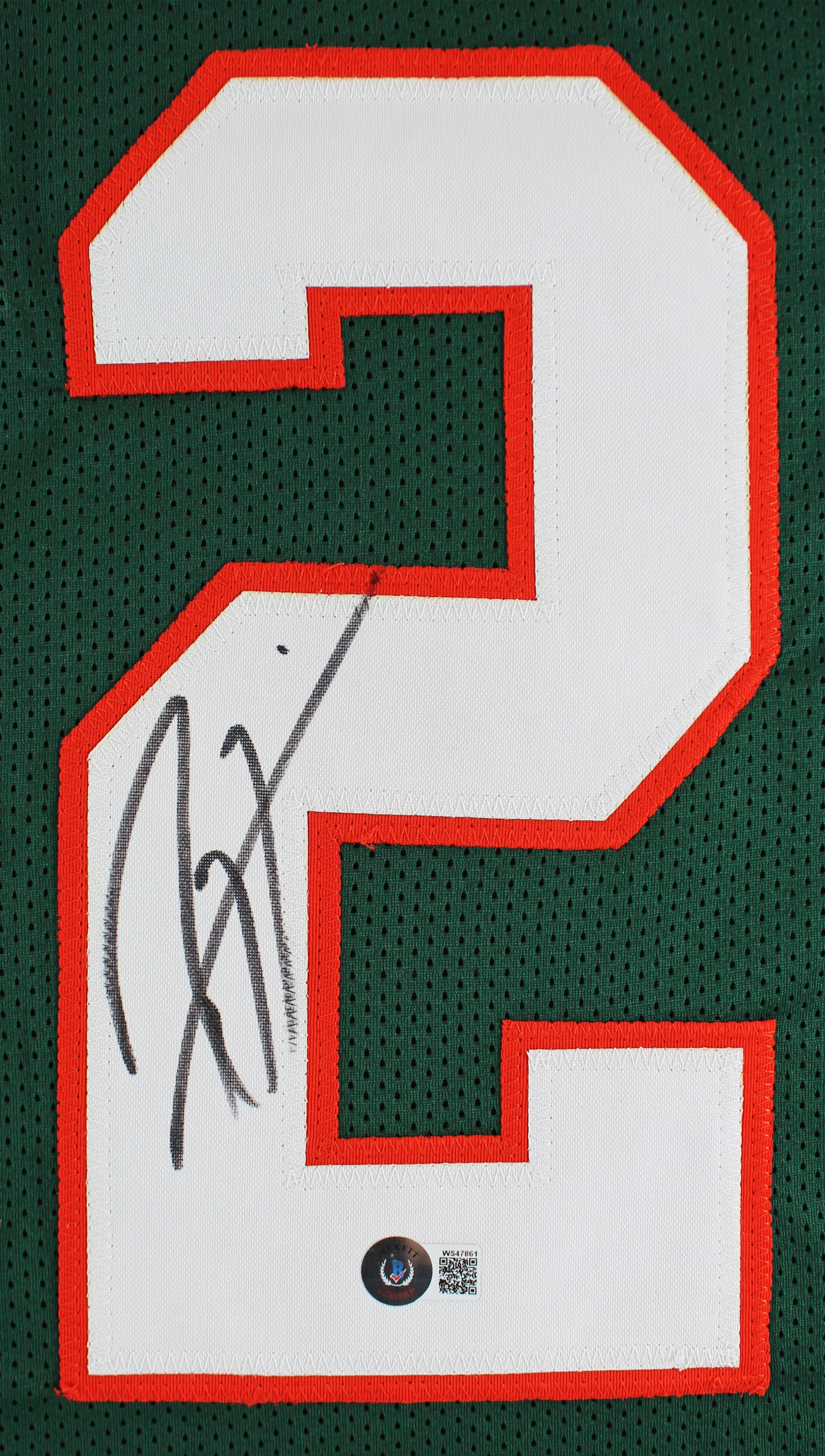 Miami Ray Lewis Authentic Signed Green Pro Style Jersey Autographed BAS Witness - Image 3