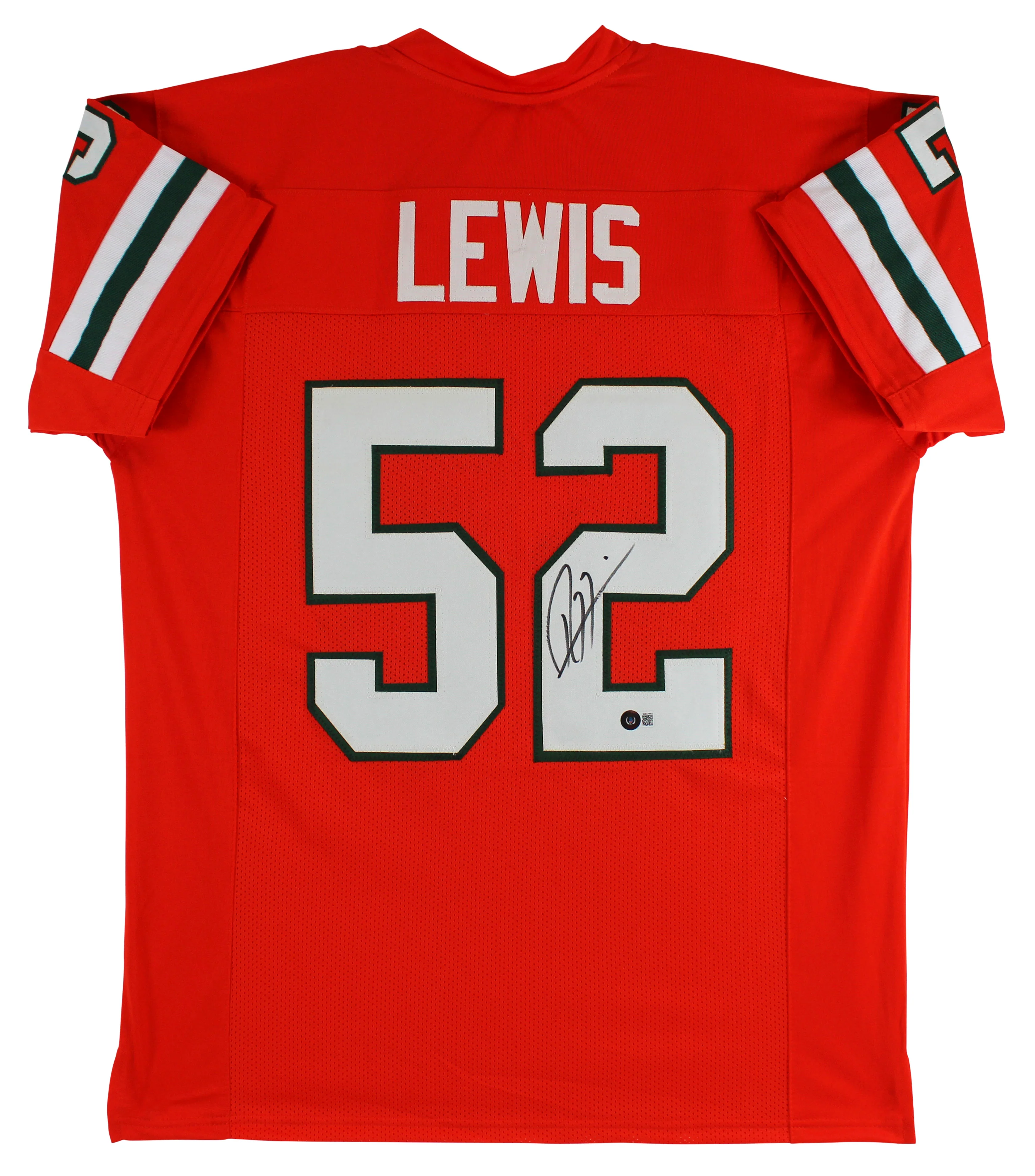 Miami Ray Lewis Authentic Signed Orange Jersey Autographed BAS Witnessed - Image 2