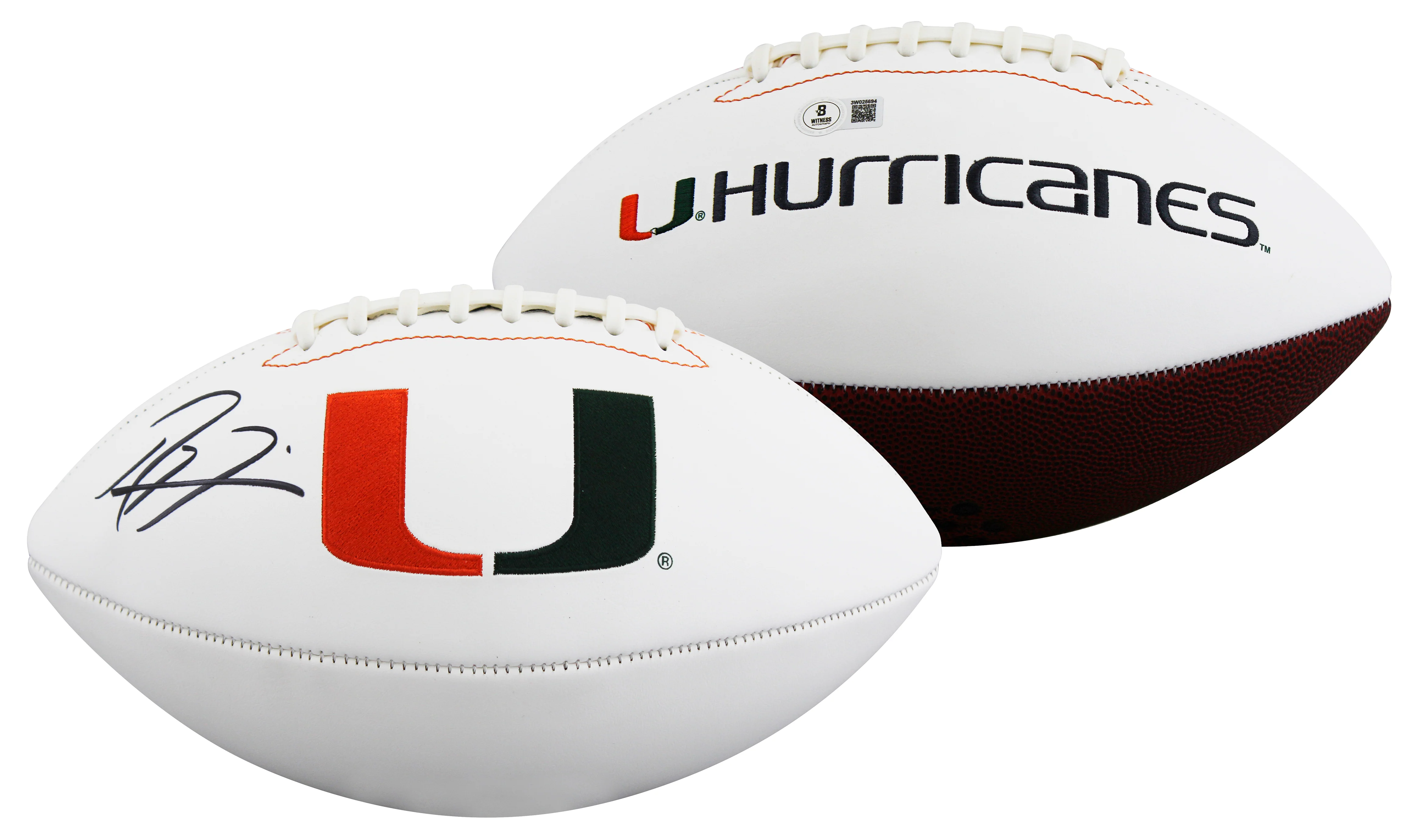 Miami Ray Lewis Authentic Signed Rawlings White Panel Logo Football BAS Witness - Image 2