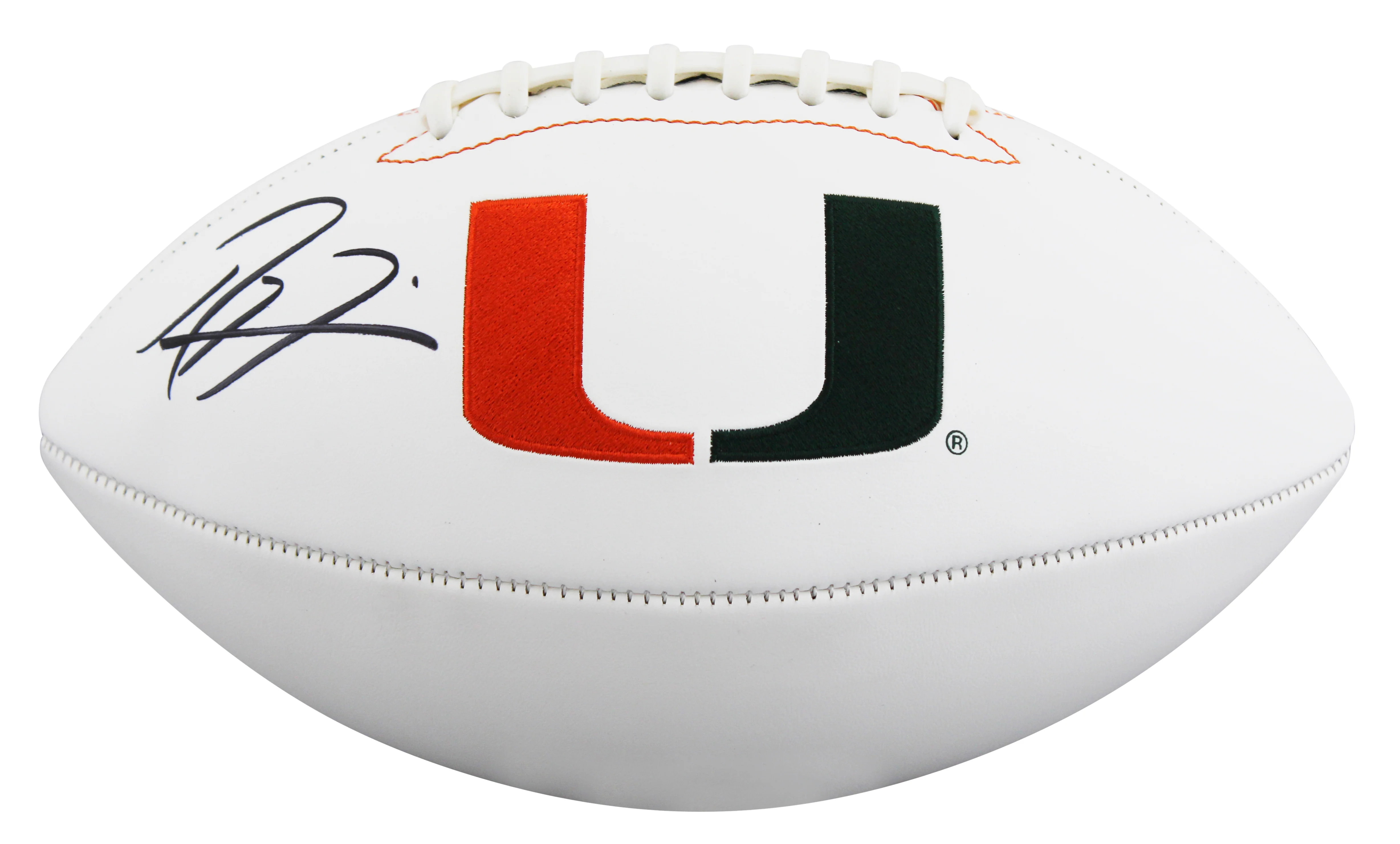 Miami Ray Lewis Authentic Signed Rawlings White Panel Logo Football BAS Witness - Image 3