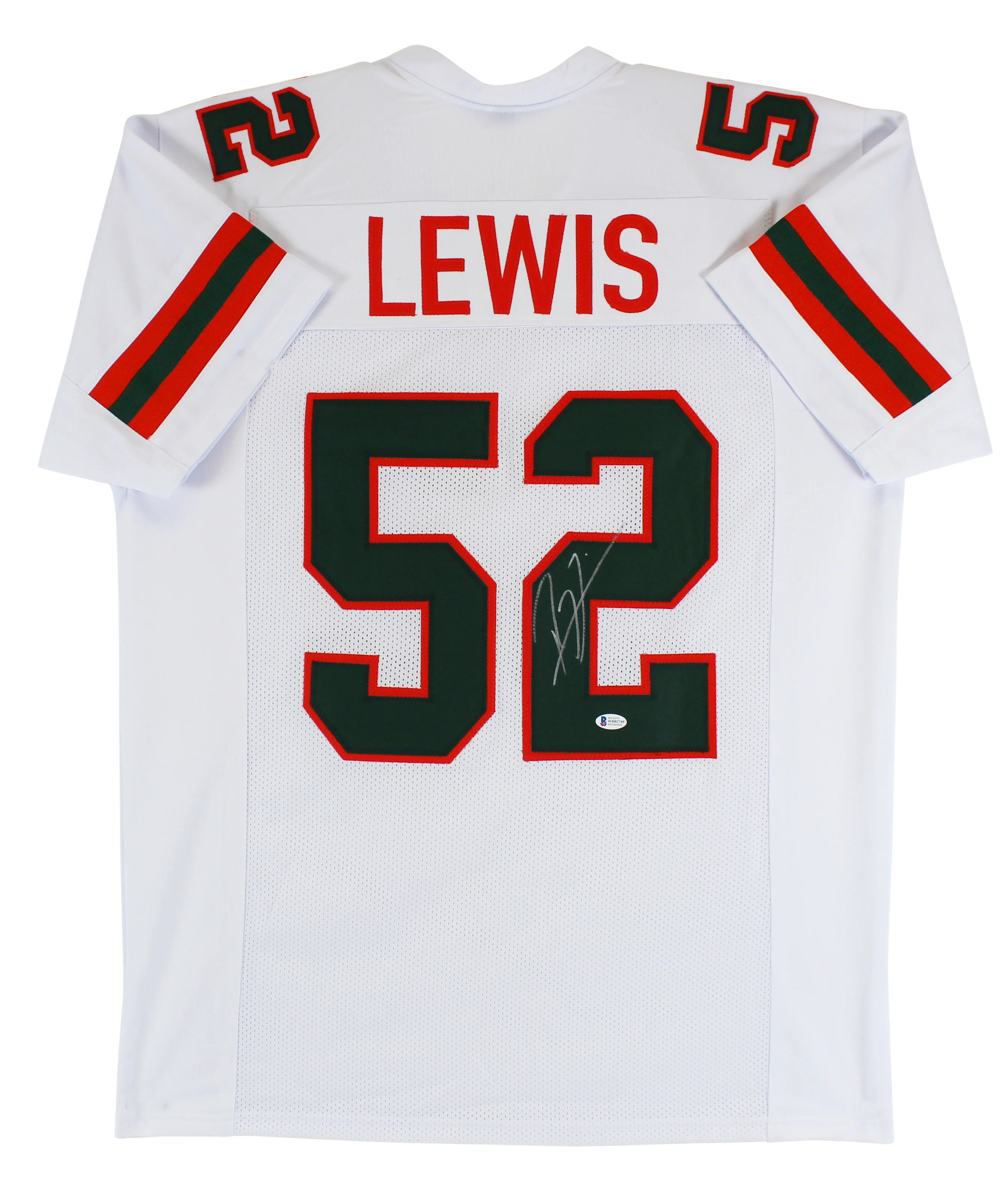 Miami Ray Lewis Authentic Signed White Pro Style Jersey Autographed BAS Witness - Image 2