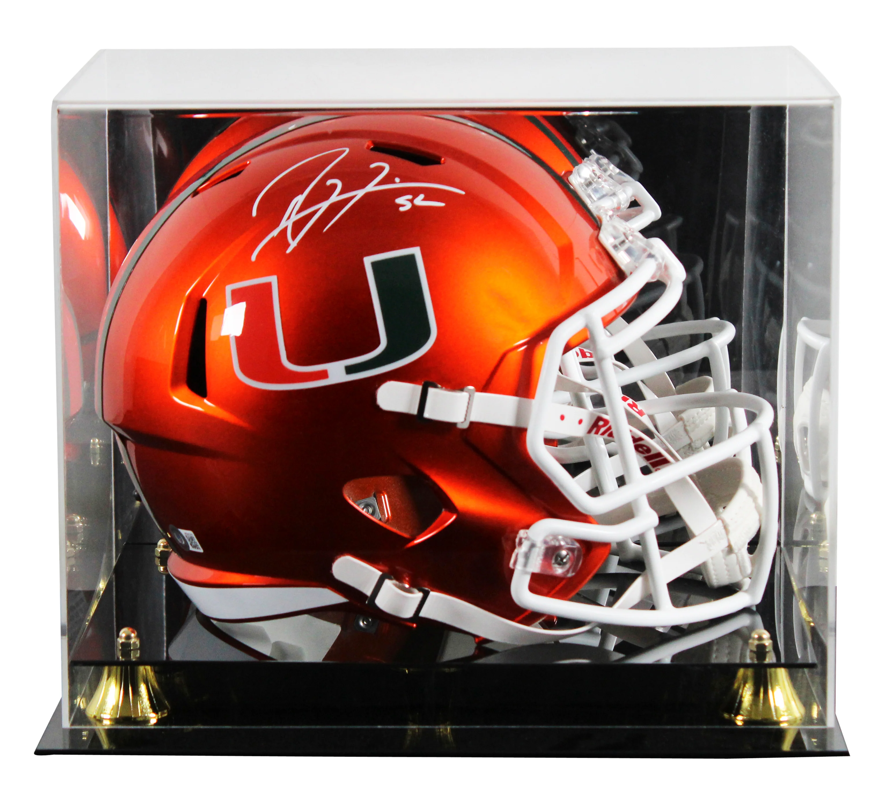 Miami Ray Lewis Signed Flash Full Size Speed Rep Helmet W/ Case BAS Witnessed - Image 2