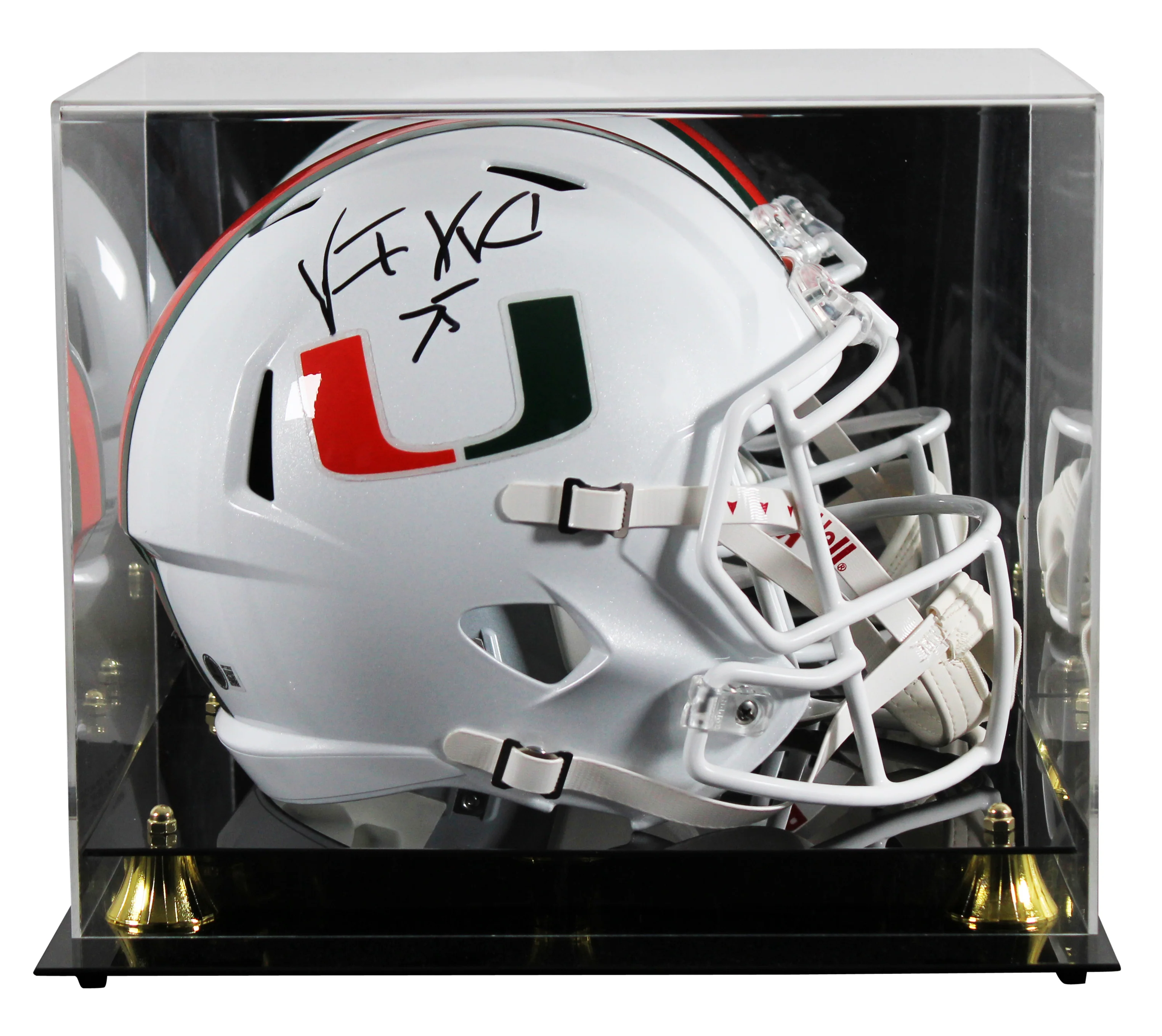 Miami Vince Wilfork Signed Full Size Speed Rep Helmet W/ Case BAS Witnessed - Image 2
