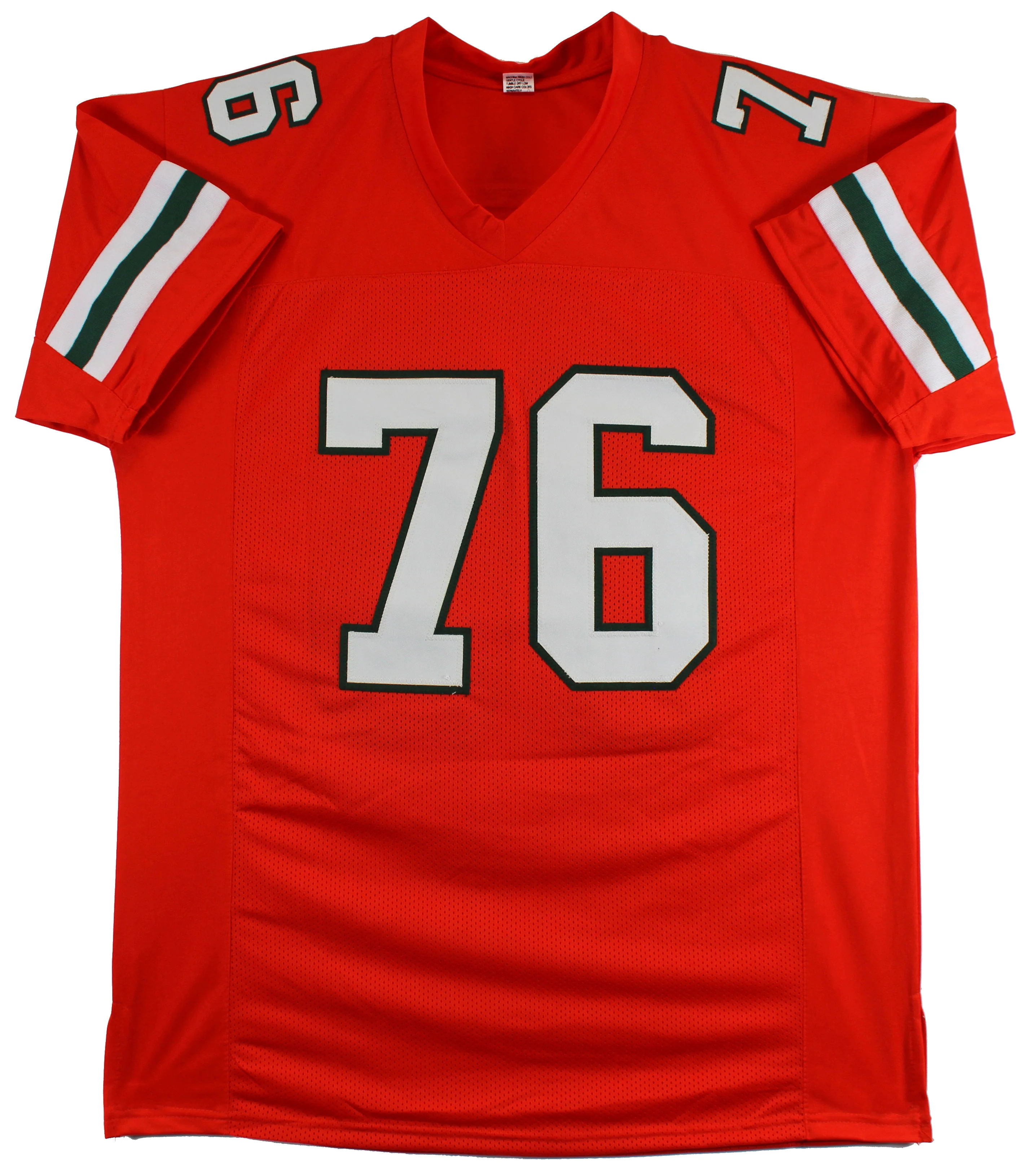 Miami Warren Sapp 1991 Ntnl Champs Signed Orange Pro Style Jersey BAS Witnessed - Image 4