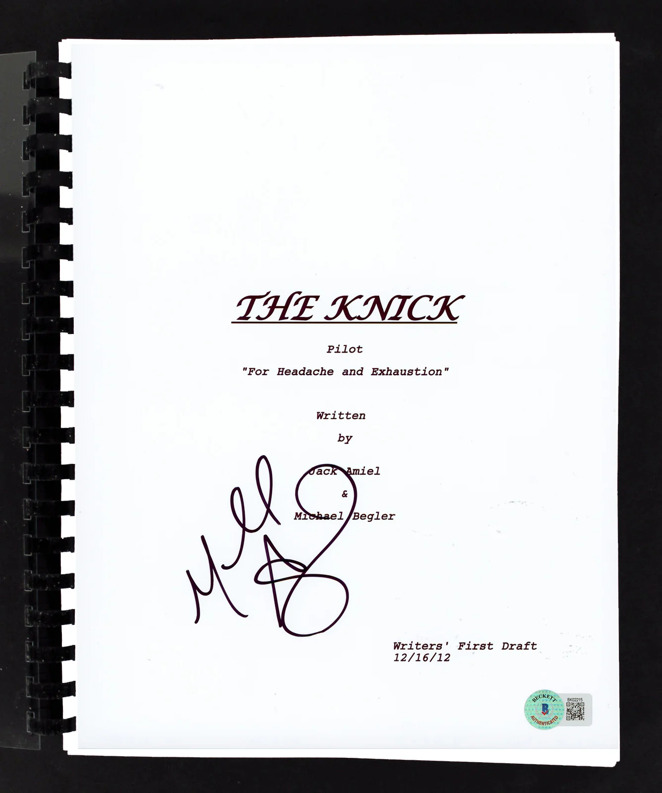 Michael Angarano The Knick Authentic Signed Movie Script BAS #BK02215 - Image 2