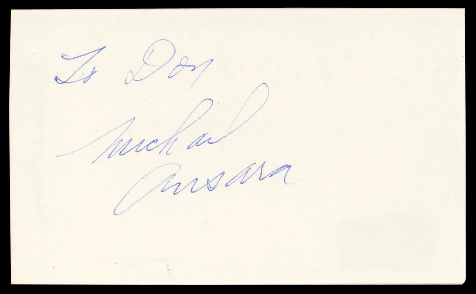 Michael Ansara Star Trek "To Don" Signed 3x5 Index Card Autographed BAS #BM57057