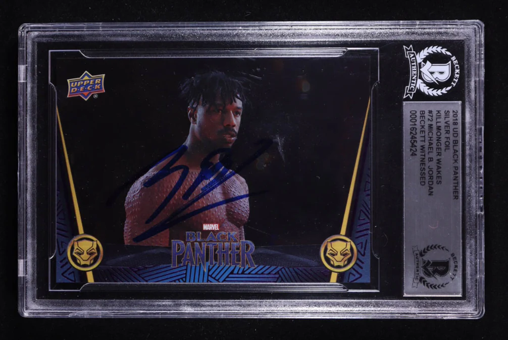 Michael B. Jordan Signed 2018 UD Black Panther Silver Foil #72 Killmonger Wakes - BGS