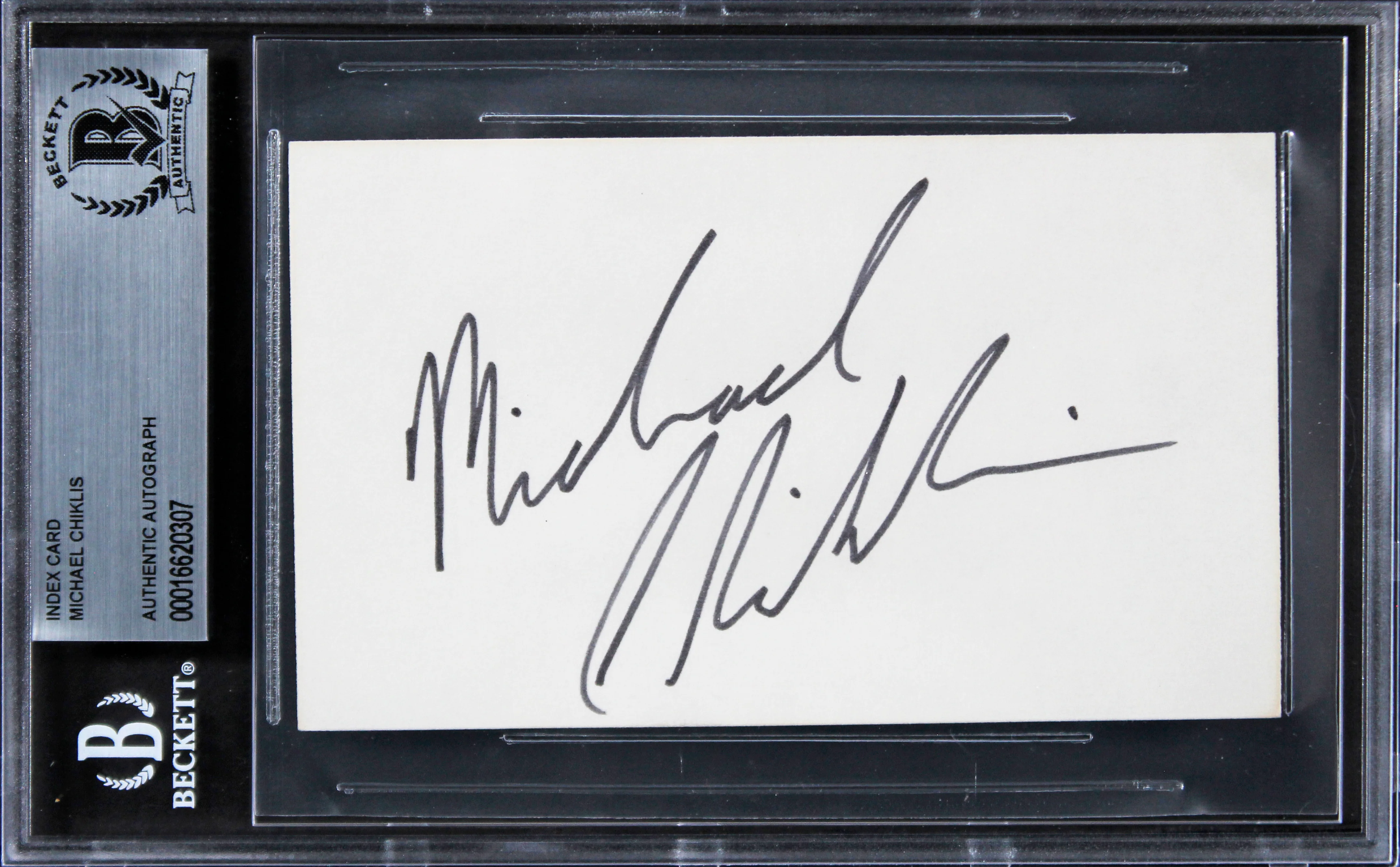 Michael Chiklis The Shield Signed 3x5 Index Card w/ Black Sig BAS Slabbed - Image 2