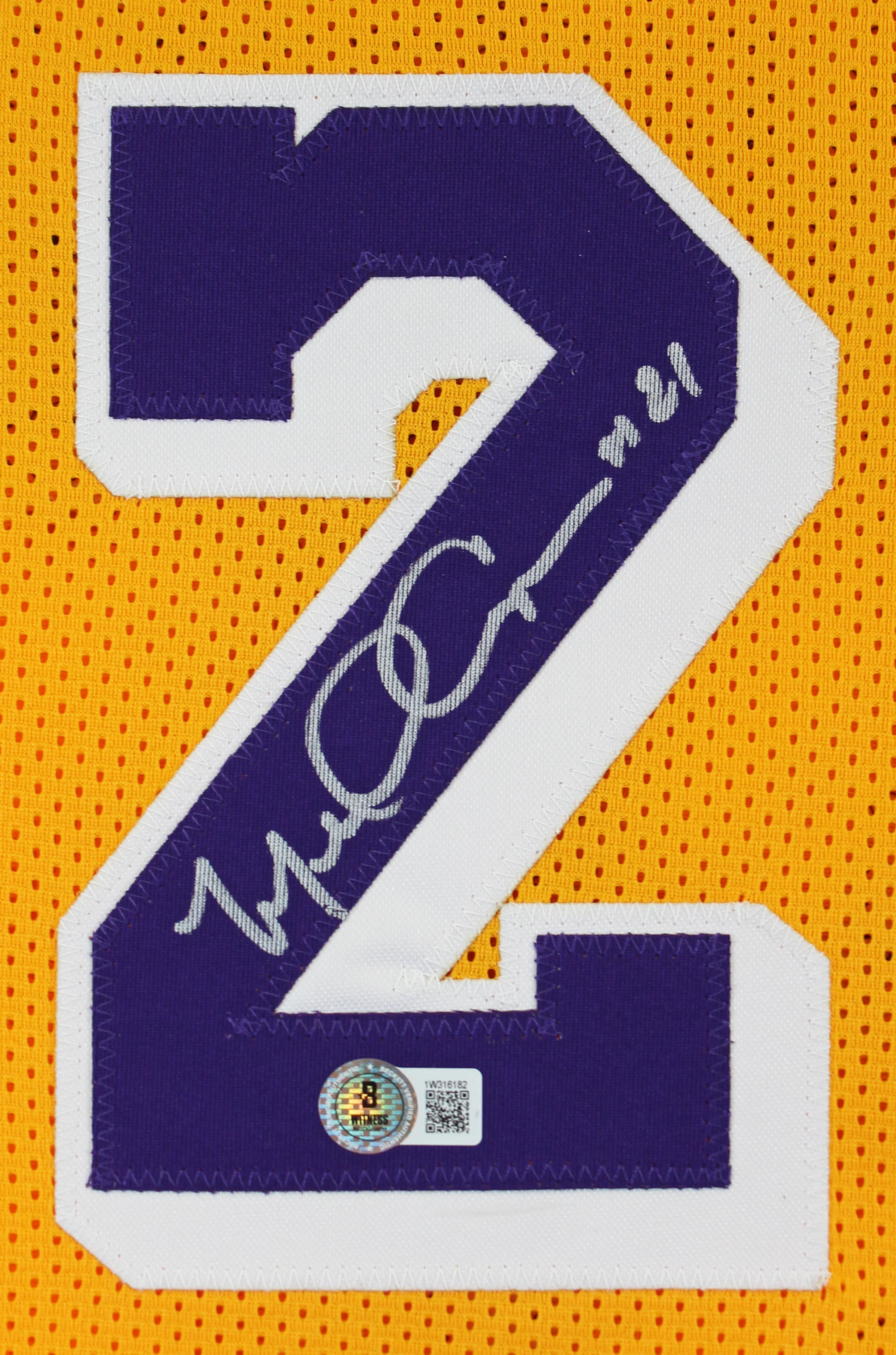 Michael Cooper Authentic Signed Yellow Pro Style Jersey BAS Witnessed - Image 3