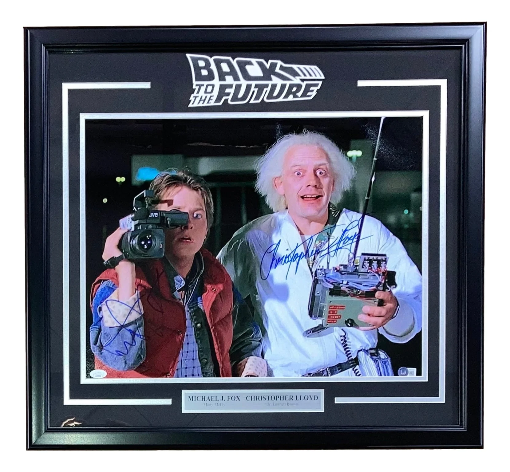 Michael J Fox & Lloyd Signed Framed 16x20 Back to the Future Camera Photo BASJSA - Image 8